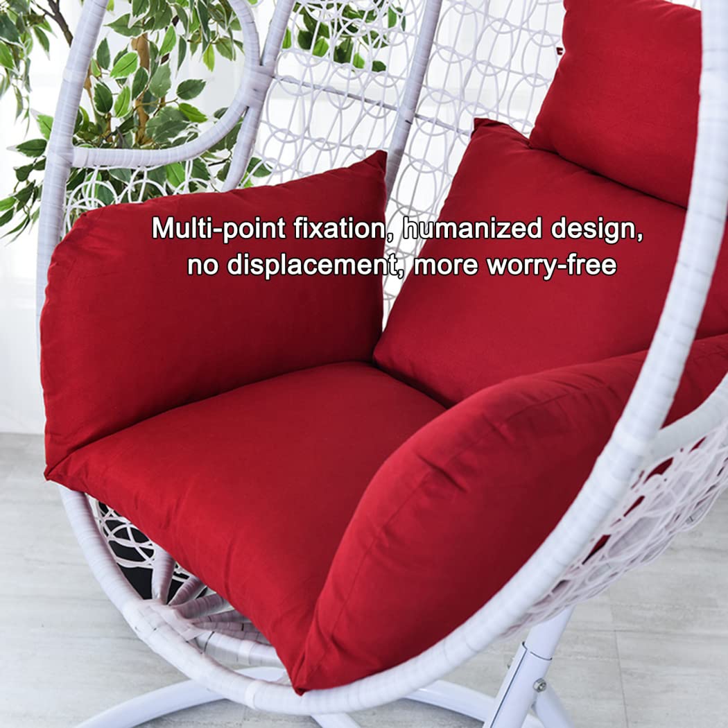 **Outdoor Hanging Basket Chair Cushion - Soft Deep Seat Pad for Egg Chair, Swing, or Lounge Chair - Comfortable Red Cushion (Stand Not Included) - Perfect for Patio, Garden, or Balcony Relaxation**