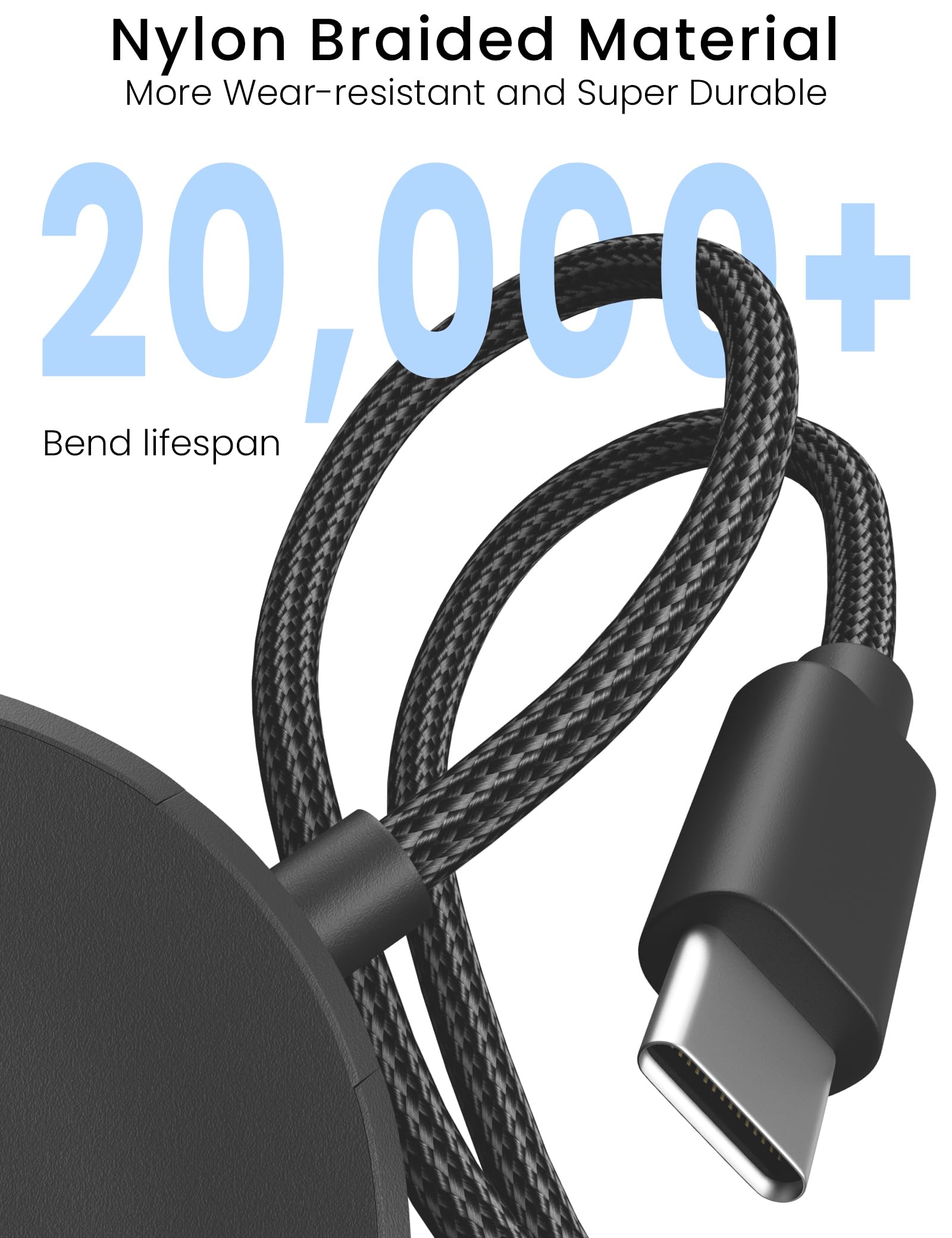 Samsung Galaxy Watch Ultra/7/6/5/4/3/Fe Fast Charger with Nylon Braided 3.3ft 2-in-1 USB C Cable - Compatible with Galaxy Watch 6 Classic/5 Pro/3/Active 2 & Galaxy S23/S22/S21/S20 - Perfect for Travel, Office & Home Charging