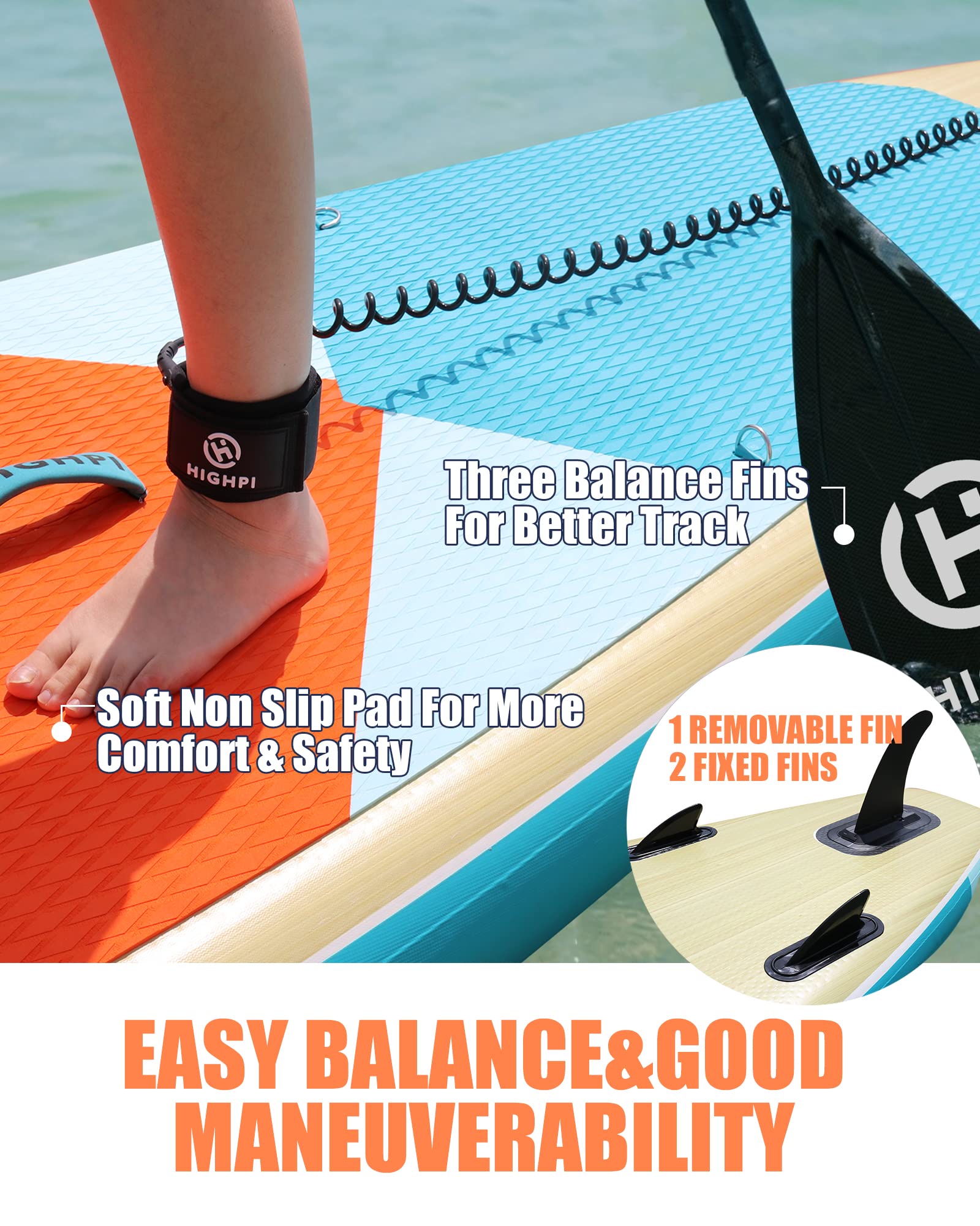 Premium Inflatable Stand Up Paddle Board 11'x33''x6'' - Wide Stance SUP with Non-Slip Deck, Surf Control, Backpack, Leash, Paddle & Pump - Stable Standing Boat for Youth & Adults - Perfect for Lakes, Rivers & Ocean Recreation