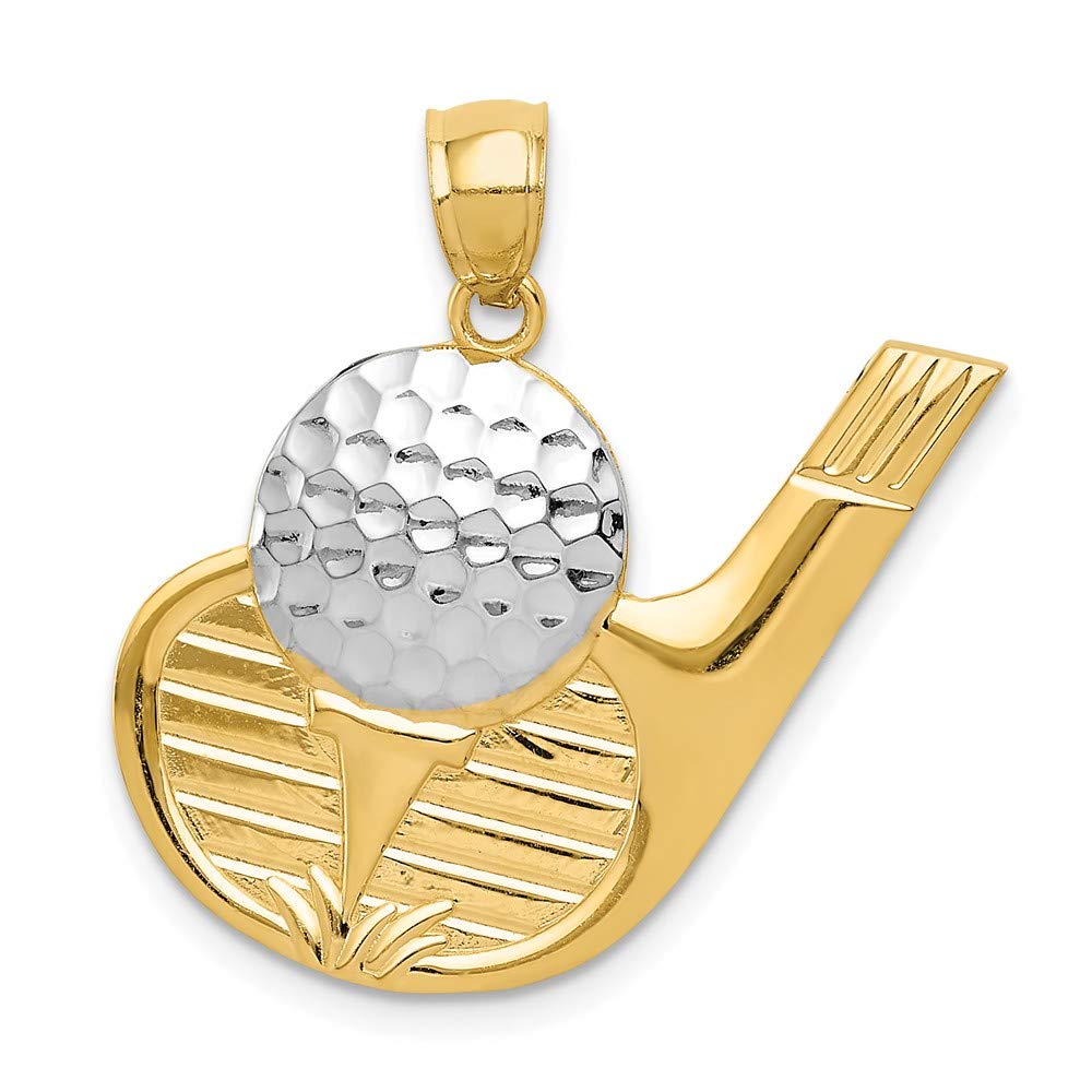 14K Yellow & White Gold Two-Tone Golf Ball Pendant Necklace - 27mm x 24mm - Perfect Gift for Golf Lovers & Sports Enthusiasts - Ideal for Birthdays, Father's Day & Golf Tournaments