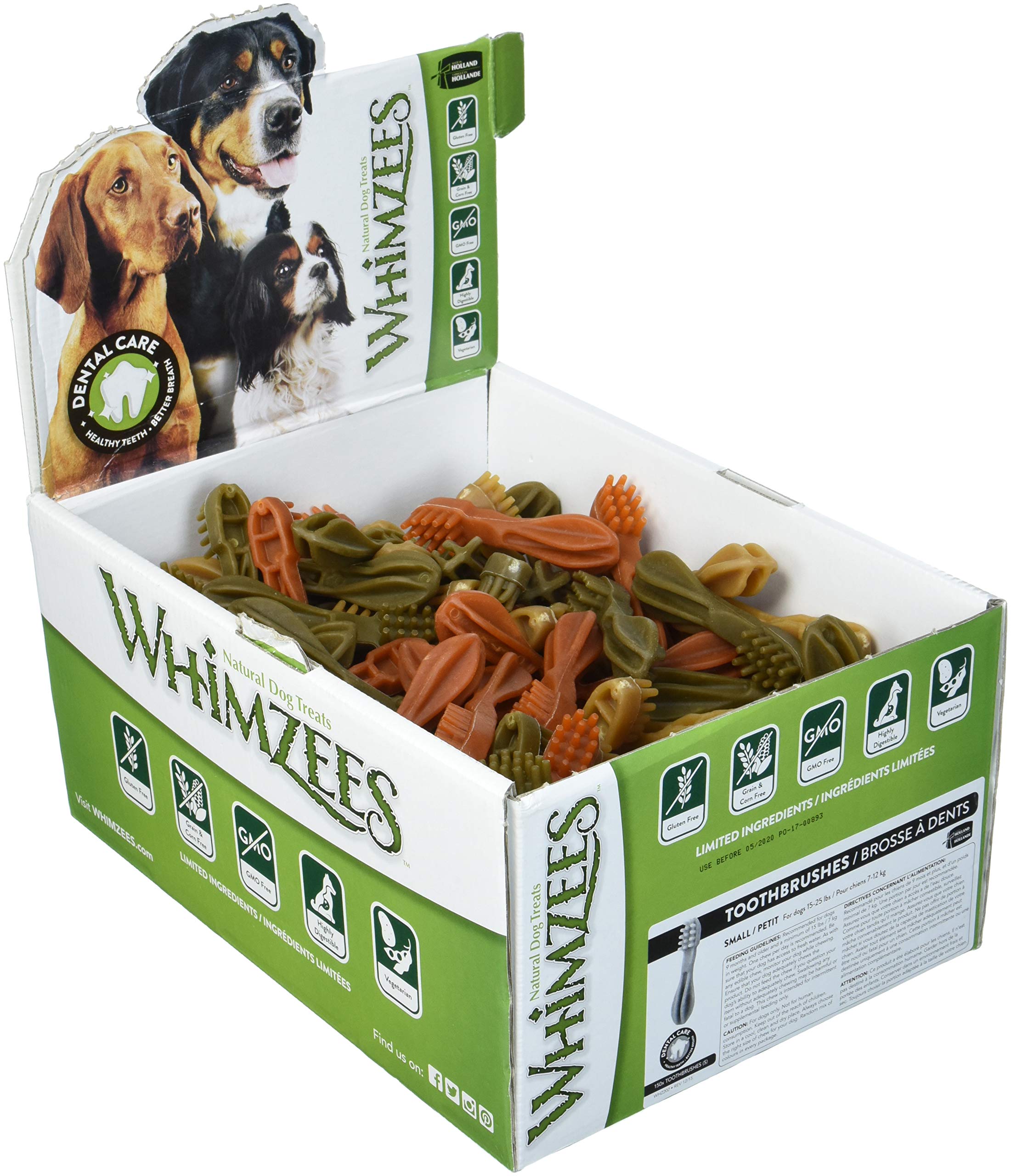 Whimzees Natural Dental Chews for Small Dogs - 150 Count Box | Healthy Dog Teeth Cleaning Treats for Puppies & Adult Dogs - Perfect for Daily Oral Care & Fresh Breath