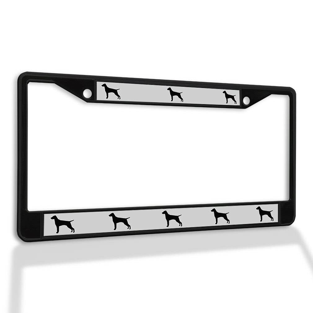 Custom Metal License Plate Frame with Vinyl Insert - Vizsla Dog Silhouette Design for Cars, Trucks & SUVs | Durable Auto Accessories for Pet Lovers