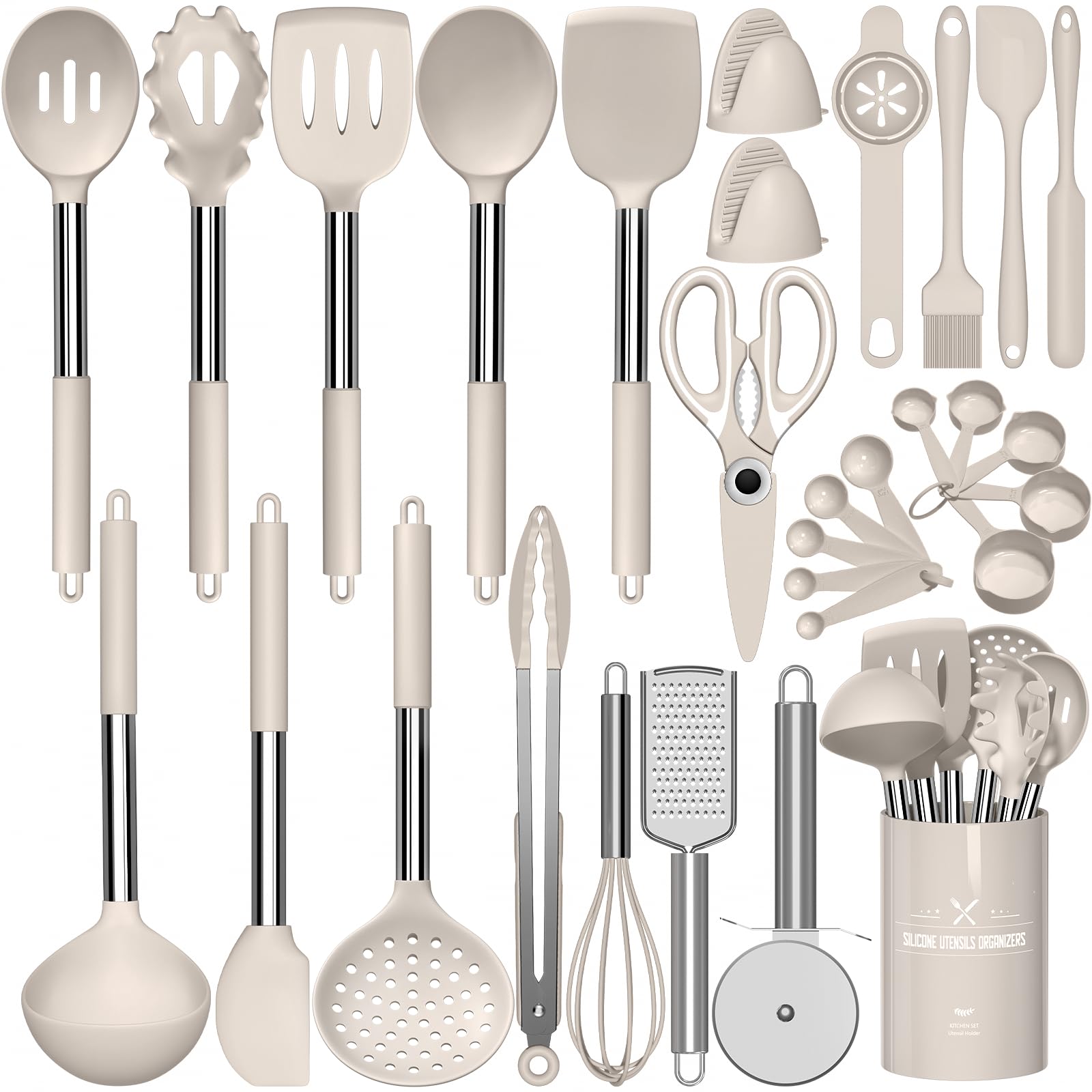 30-Piece Heat-Resistant Silicone Kitchen Utensil Set with Holder - BPA Free Nonstick Cooking Tools for Baking, Frying & Sauteing - Perfect for Home Chefs & Professional Kitchens
