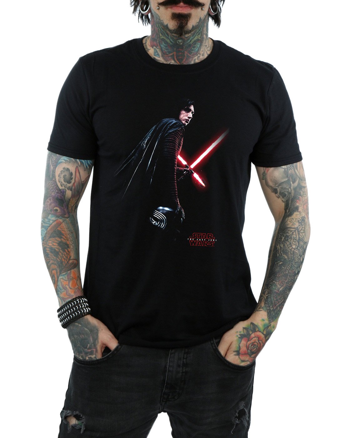 STAR WARS The Last Jedi Kylo Ren Shadow Graphic T-Shirt for Men - Small, Black | Officially Licensed | Perfect for Cosplay, Movie Nights & Star Wars Fans