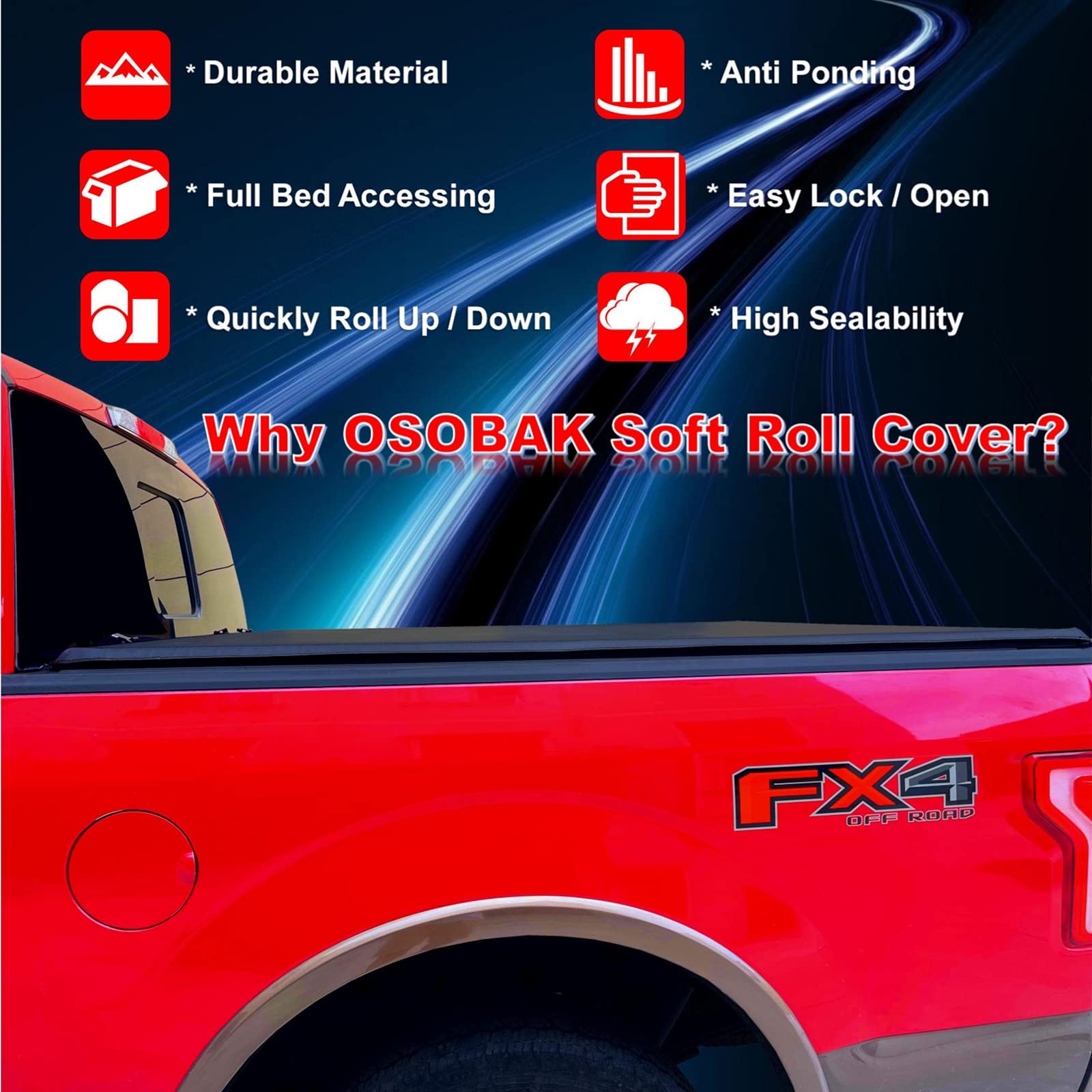 Soft Roll Up 6.5' Vinyl Truck Tonneau Cover Compatible with 2007-2021 Toyota Tundra | Fits Deck Rail System | Durable Bed Cover for Hauling & Outdoor Adventures