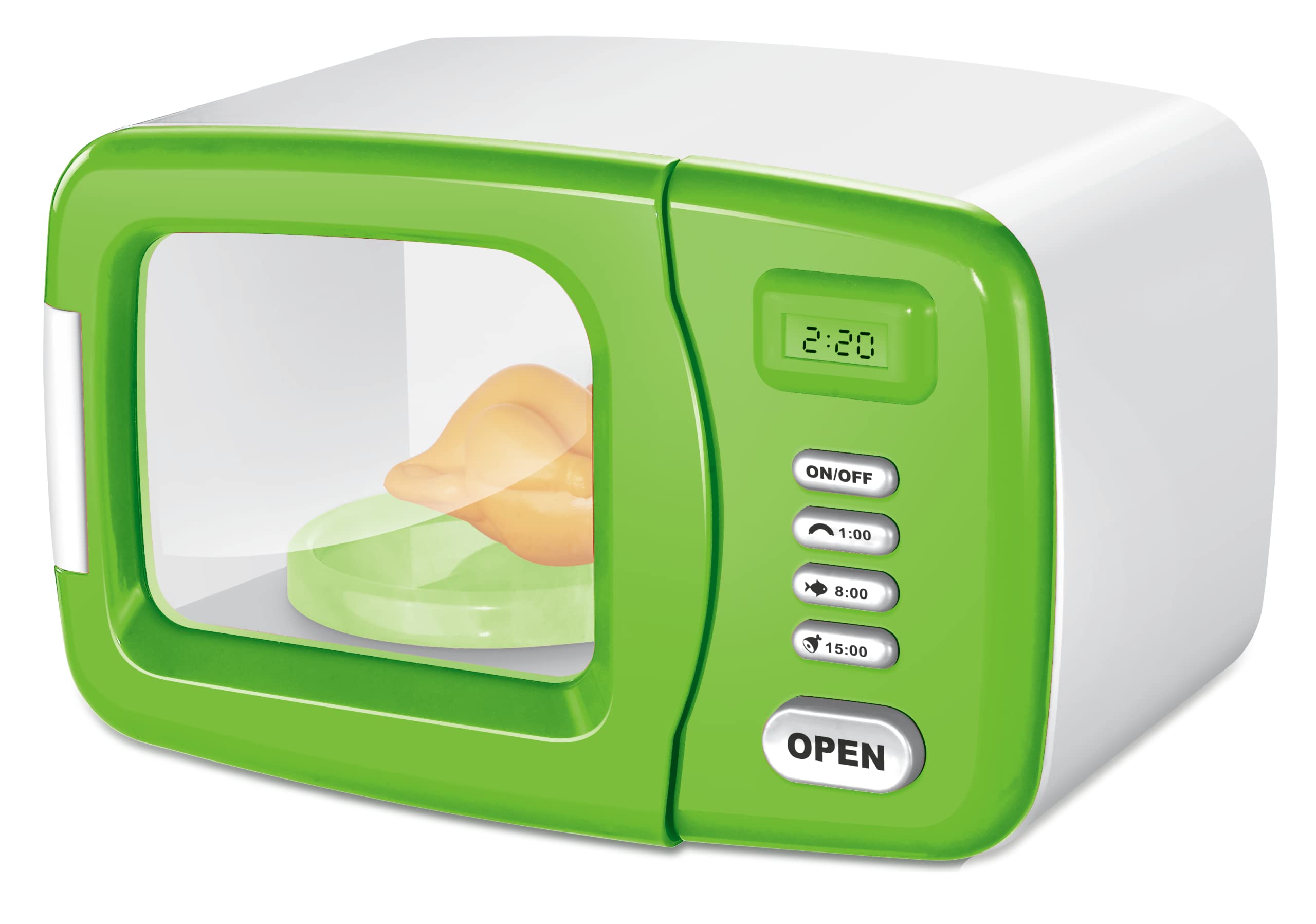 Misco Toys Kids Pretend Play Microwave Oven Toy Set with Realistic Lights & Sounds - Green Kitchen Appliances for Toddlers Ages 3+ | Fun Cooking Role Play for Preschoolers & Early Learning Development