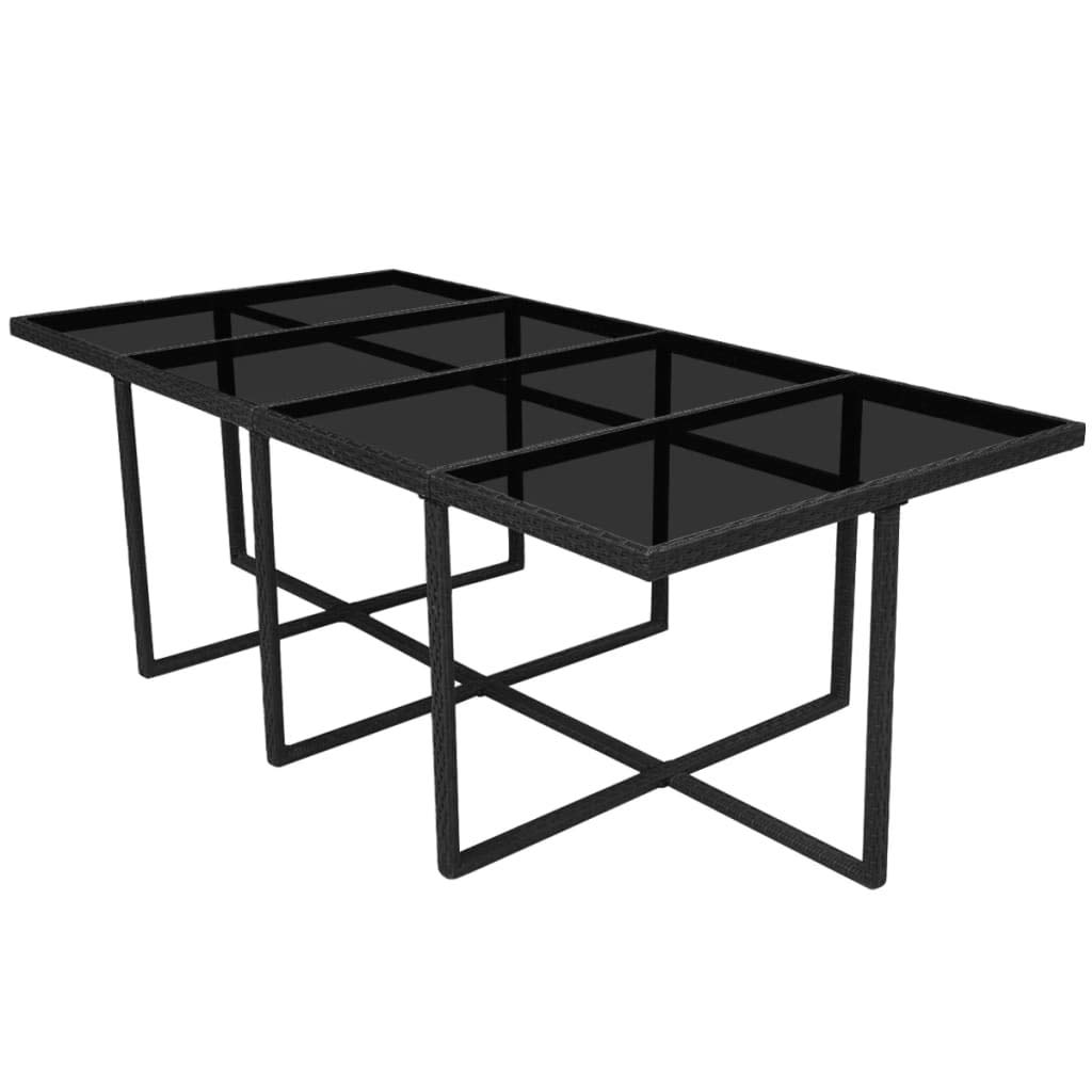 13-Piece Outdoor Dining Set with Large Rectangle Glass Table & Rattan Chairs - Steel Frame Patio Furniture for Backyard, Garden, Poolside or Deck - Perfect for Al Fresco Dining and Outdoor Entertaining