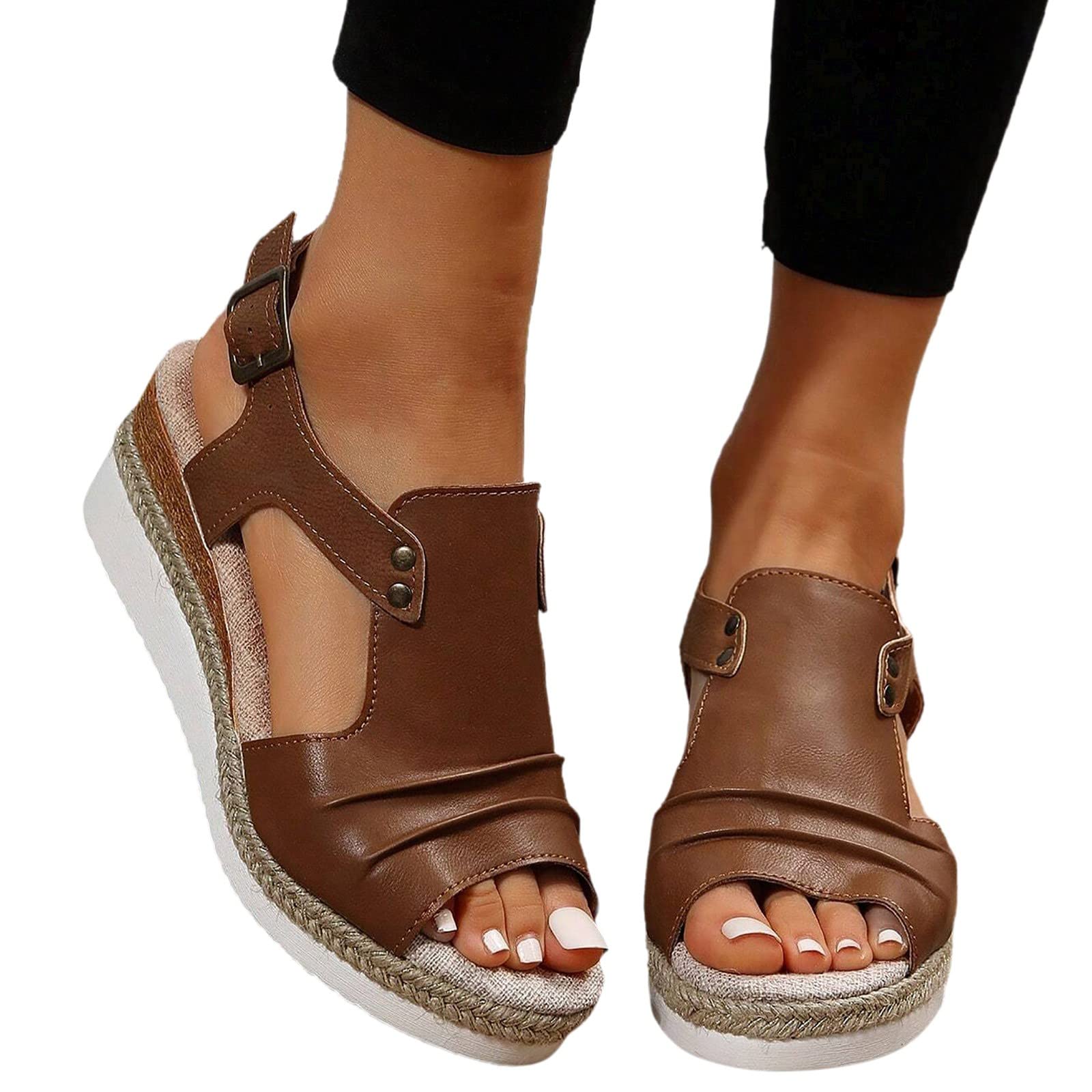 **Women's Comfortable Wedge Sandals with Ankle Strap – Open Toe Espadrilles Platform Sandals for Summer | Dressy & Casual Wear for Beach, Parties, and Everyday Outfits**