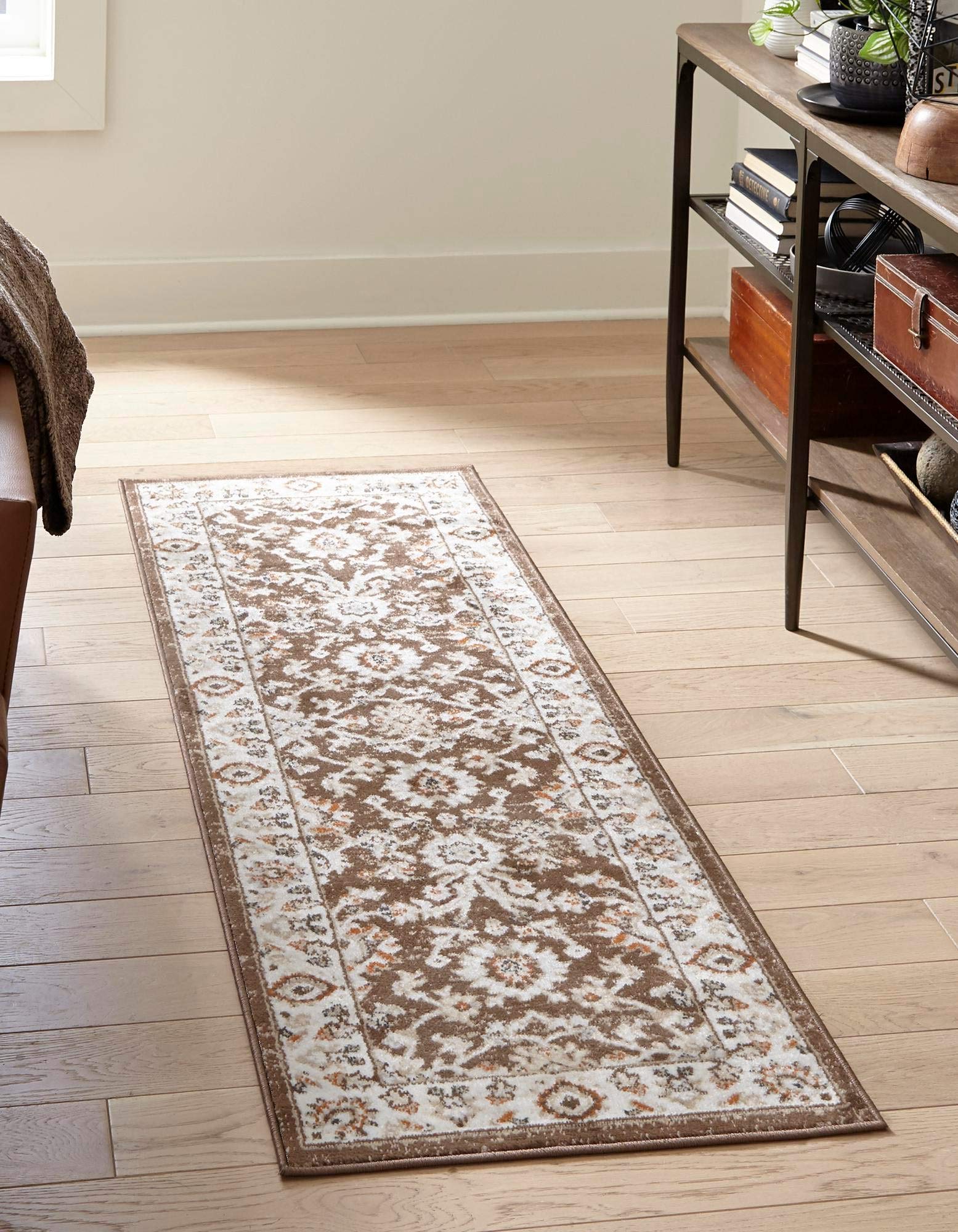 Charlotte Collection 10 Ft Runner Rug - Low-Pile Brown Hallway & Entryway Rug for Home Decor | Durable & Stylish Floor Covering for High Traffic Areas