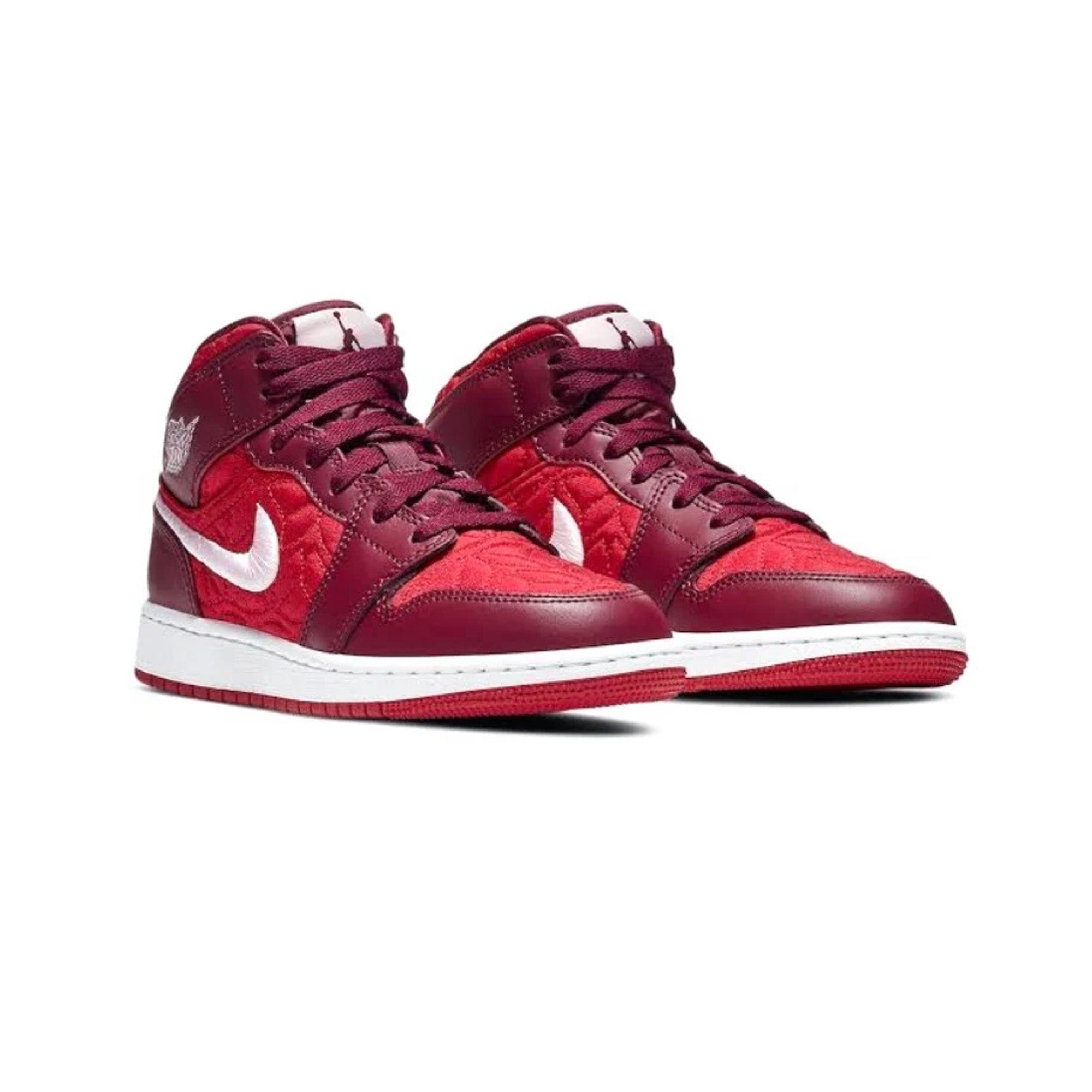 Air Jordan 1 Mid 'Red Quilt' GS Basketball Shoes for Girls - Stylish Sneakers for School, Sports & Casual Wear