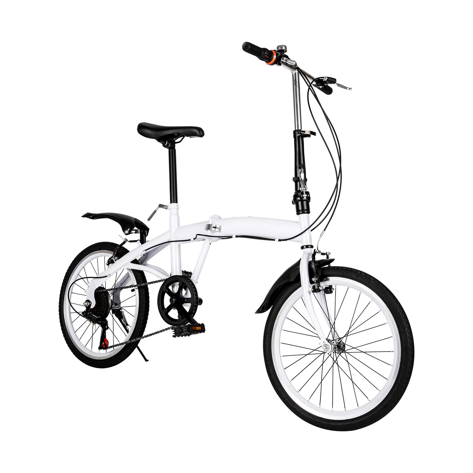 MOCHAG 20 Inch Folding Bike for Adults & Kids - 6 Speed Portable Road Bicycle with Adjustable Height, Double V-Brake & Mudguards - Lightweight Commuter Bike for Men & Women - Perfect for Urban Commuting, Campus Riding & Travel Adventures