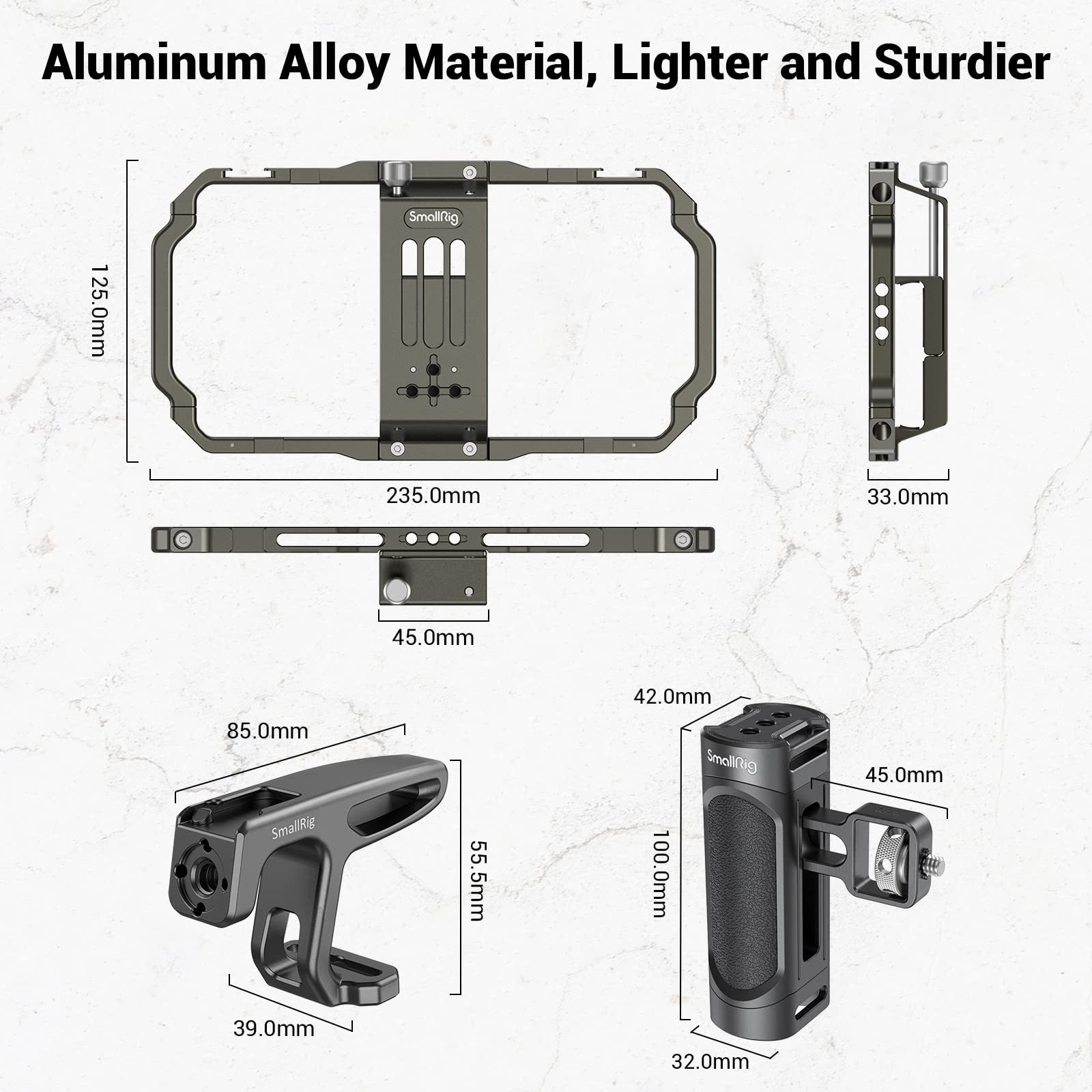 SmallRig Universal Smartphone Video Rig Kit for iPhone 16/15/14/13/12 Pro Max - Aluminum Handheld Phone Cage with Ergonomic Handles - Professional Stabilizer for Vlogging, Live Streaming & Content Creation - Perfect for YouTube, TikTok & Social Media Videos