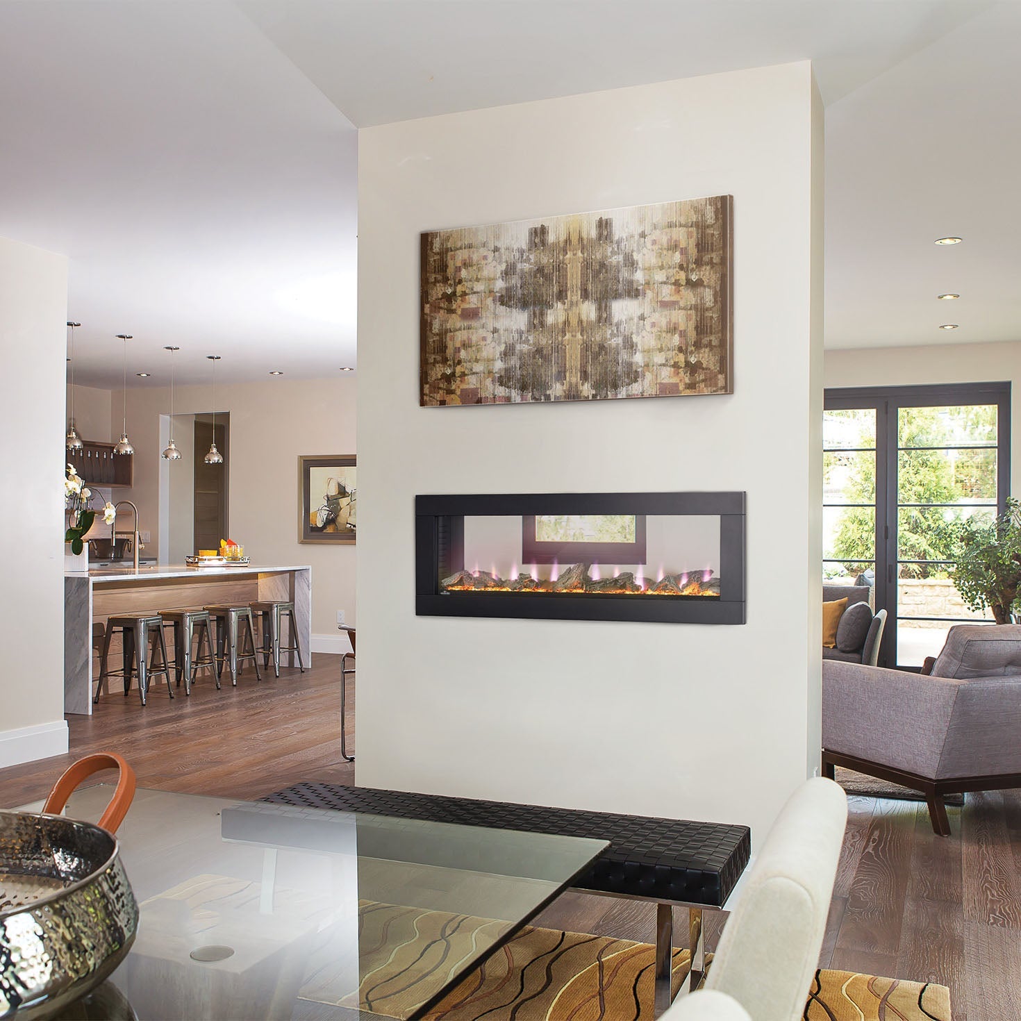 Napoleon Clearion Elite 50-Inch See-Through Electric Fireplace - Modern Heating for Living Room, Bedroom & Office Spaces