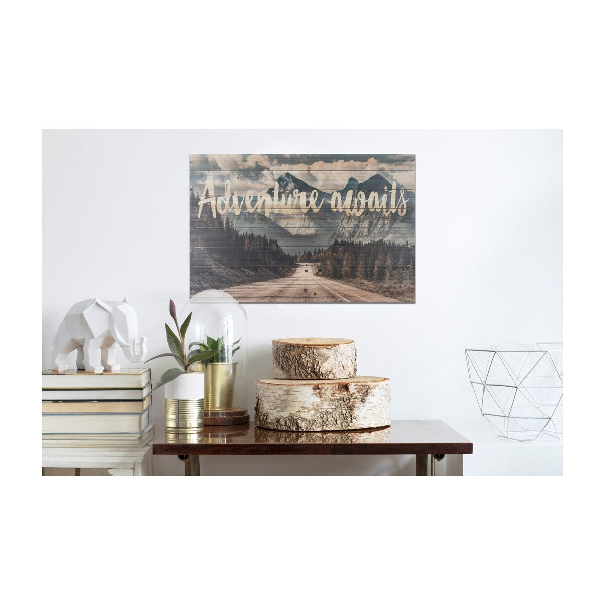 Adventure Awaits Mountain View Landscape Wood Wall Art Print - Nature Photography Decor for Living Room, Bedroom & Office