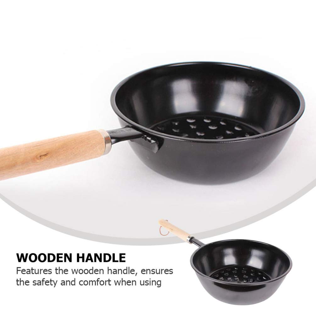 Happyyami Portable Camping Burner Pot & Chimney Charcoal Starter - Wooden Handle BBQ Brazier for Outdoor Grilling, Picnics, and Backyard Campfires