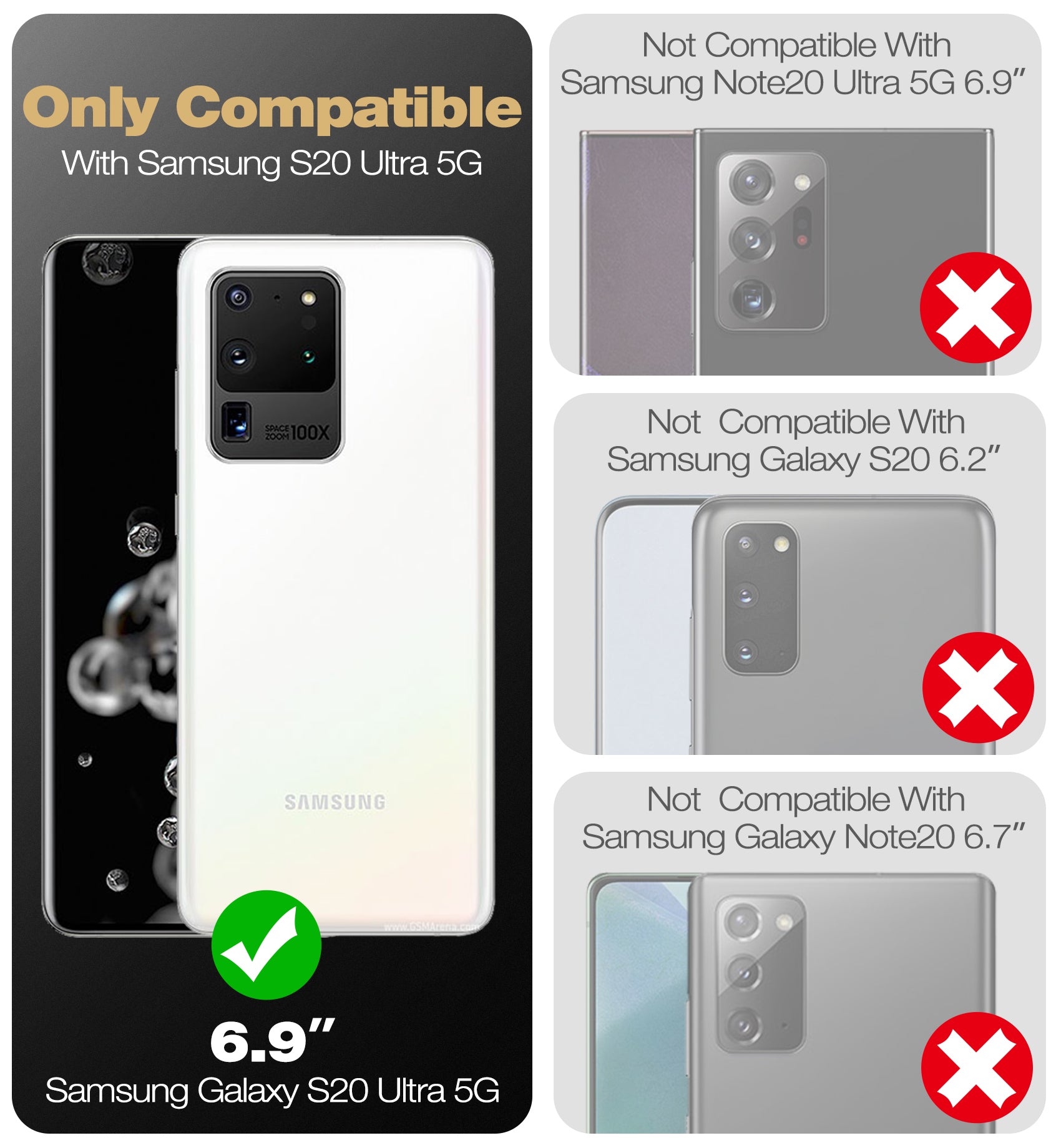 Durable Dexnor Shockproof Rugged Case for Samsung Galaxy S20 Ultra with Built-in Kickstand & Screen Protector - Heavy Duty Protection for Outdoor, Work & Travel