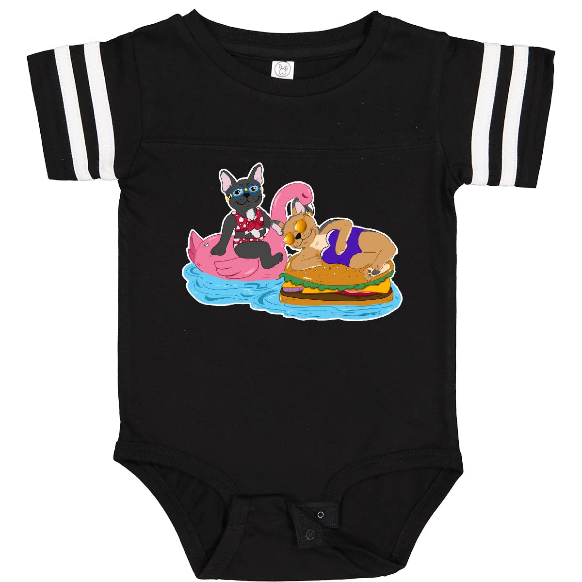 Inktastic Cute French Bulldogs Baby Bodysuit - Adorable Pool Floaties for Infants | Perfect for Beach, Swimming & Summer Outfits