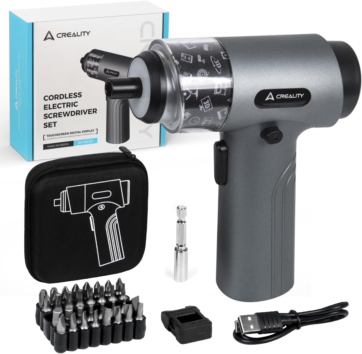 Creality Electric Screwdriver - 3.7V Cordless Screwdriver Kit with 32 CRV Steel Bits, 2500mAh Battery & 5N.m Torque | 7-Speed Adjustable for 3D Printers, Laser Engravers | Perfect for DIY Projects, Home Repairs & Electronics Assembly
