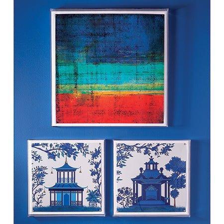 Blue Pagoda I Framed Wall Art - Asian Inspired Home Decor for Living Room, Bedroom & Office | Premium Canvas Print for Modern Interior Design