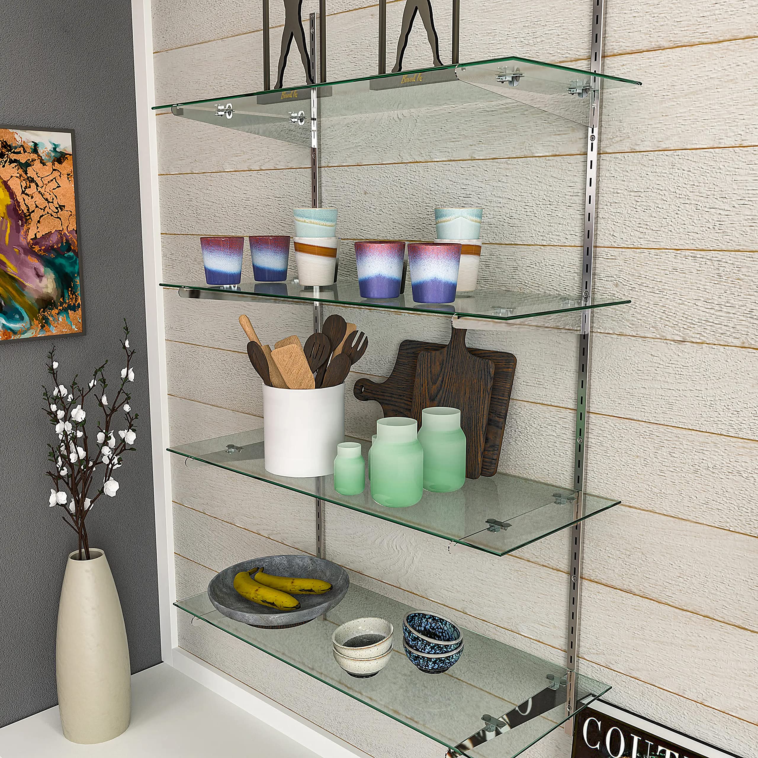 Econoco 10'' x 36'' Tempered Glass Shelves - Pack of 5 - Durable & Shatterproof for Bathroom, Kitchen, or Retail Display