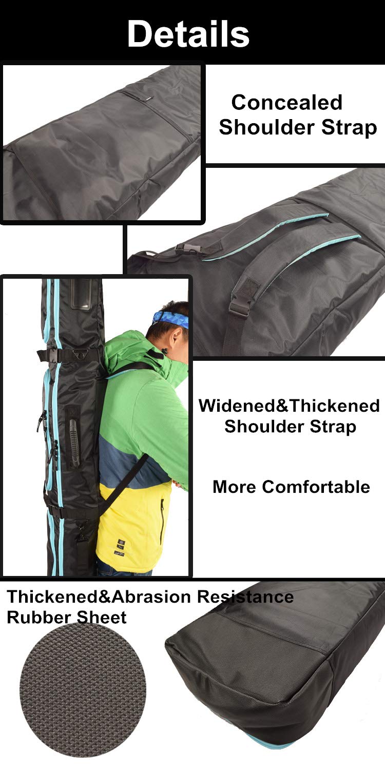 UNISTRENGH Waterproof Padded Snowboard Bag with Ski Boot & Helmet Storage - Durable Snow Sports Equipment Carrier for Travel & Mountain Adventures