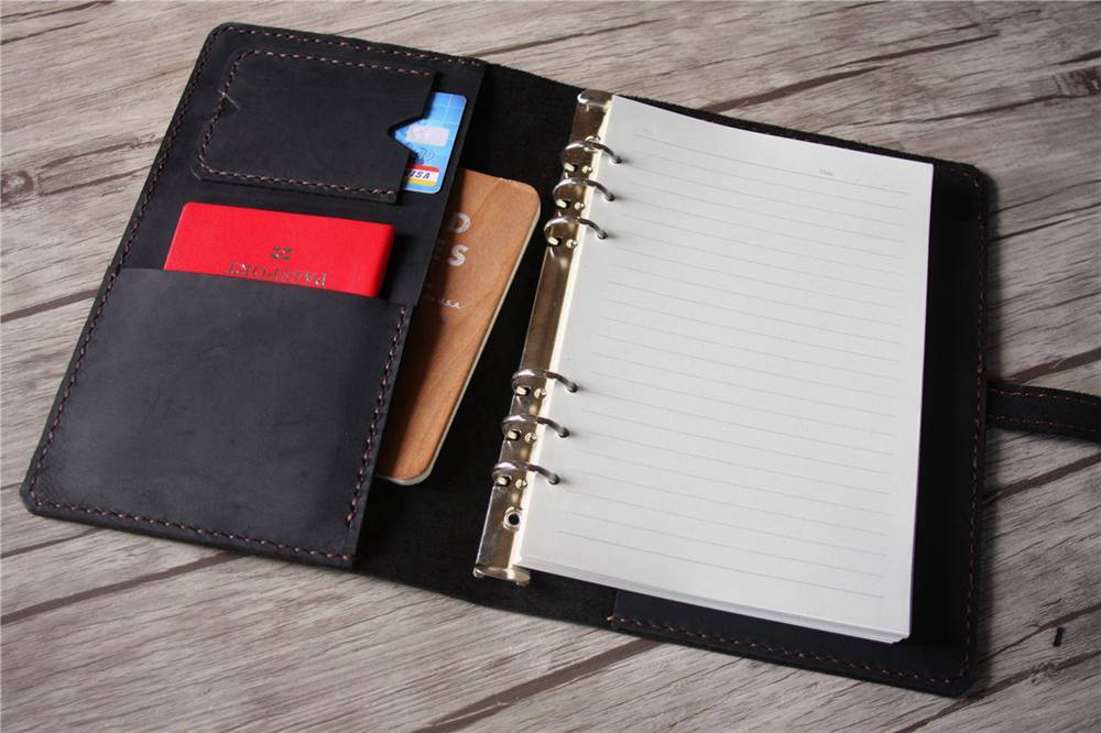 Premium Custom Refillable Black Leather Sketchbook - Handmade Journal for Artists, Writers & Students - Perfect for Drawing, Note Taking & Gift Giving