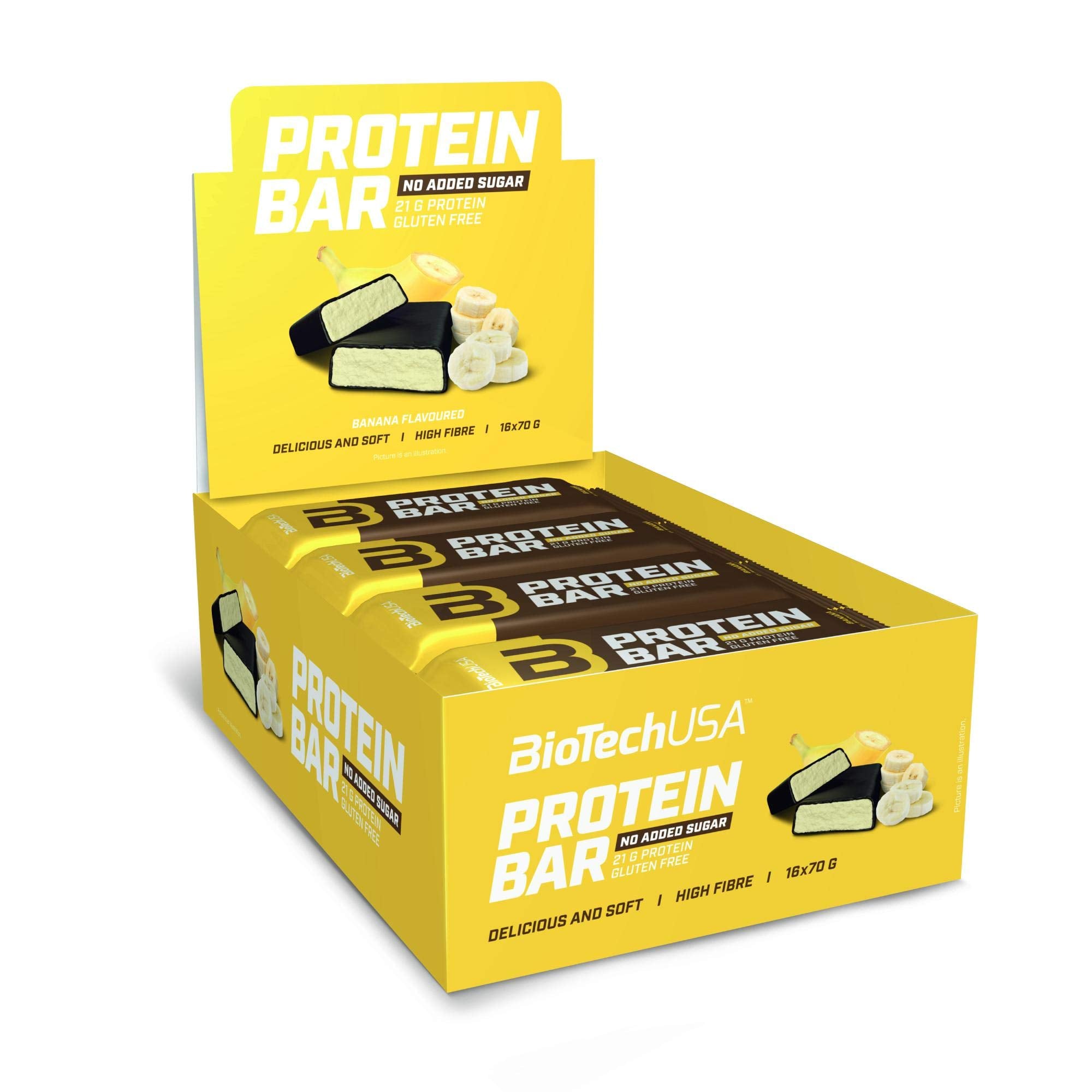 BioTechUSA Protein Bar - Banana Flavor, 16 Pack (70g Each) | High Protein Snack for Workout Recovery, Energy Boost & On-the-Go Nutrition