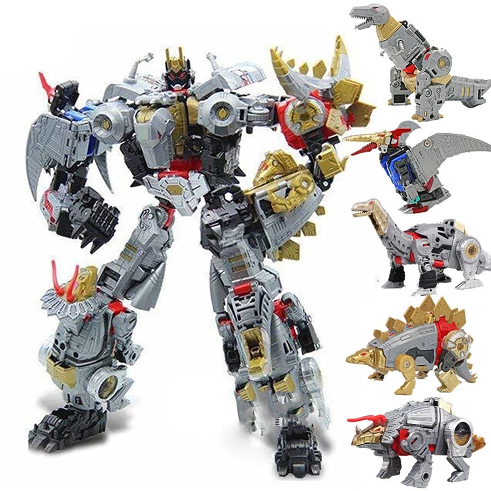 Chillgt 5-in-1 Anime Devastator Robot Transforming Toy Set - Dinosaur to Car Action Figure for Kids Boys | Perfect Gift for Birthday & Christmas (H6002B) | Great for Playtime, Collecting & Anime Fans