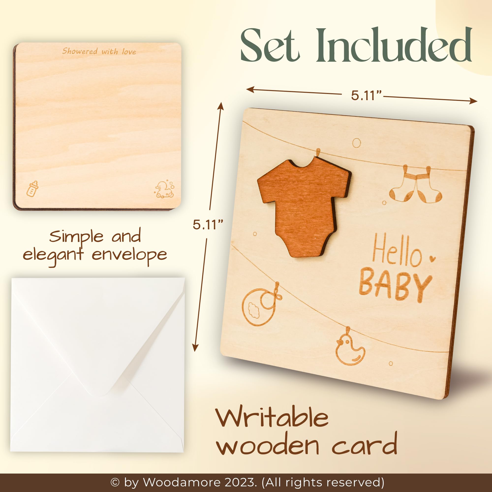 Funny Baby Shower Card - Wooden Newborn Greeting Card for Baby Girl & Boy | Congratulations & Welcome New Baby Gift | Perfect for Baby Showers, Birth Announcements & New Parent Gifts