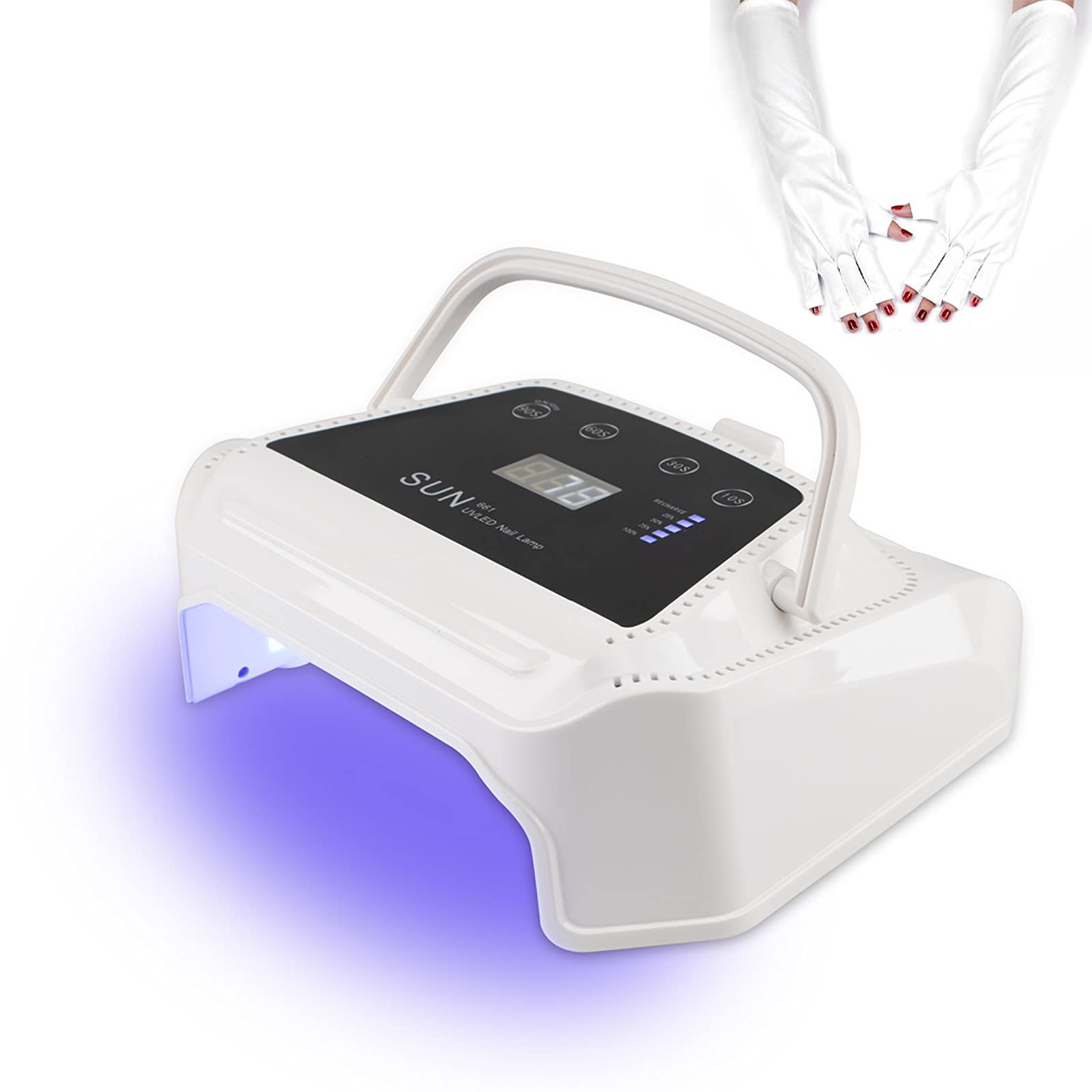 72W Portable Cordless UV LED Nail Dryer Light - Rechargeable Manicure Lamp for Gel Polish Drying with Anti-UV Gloves | Perfect for Home & Salon Nail Care