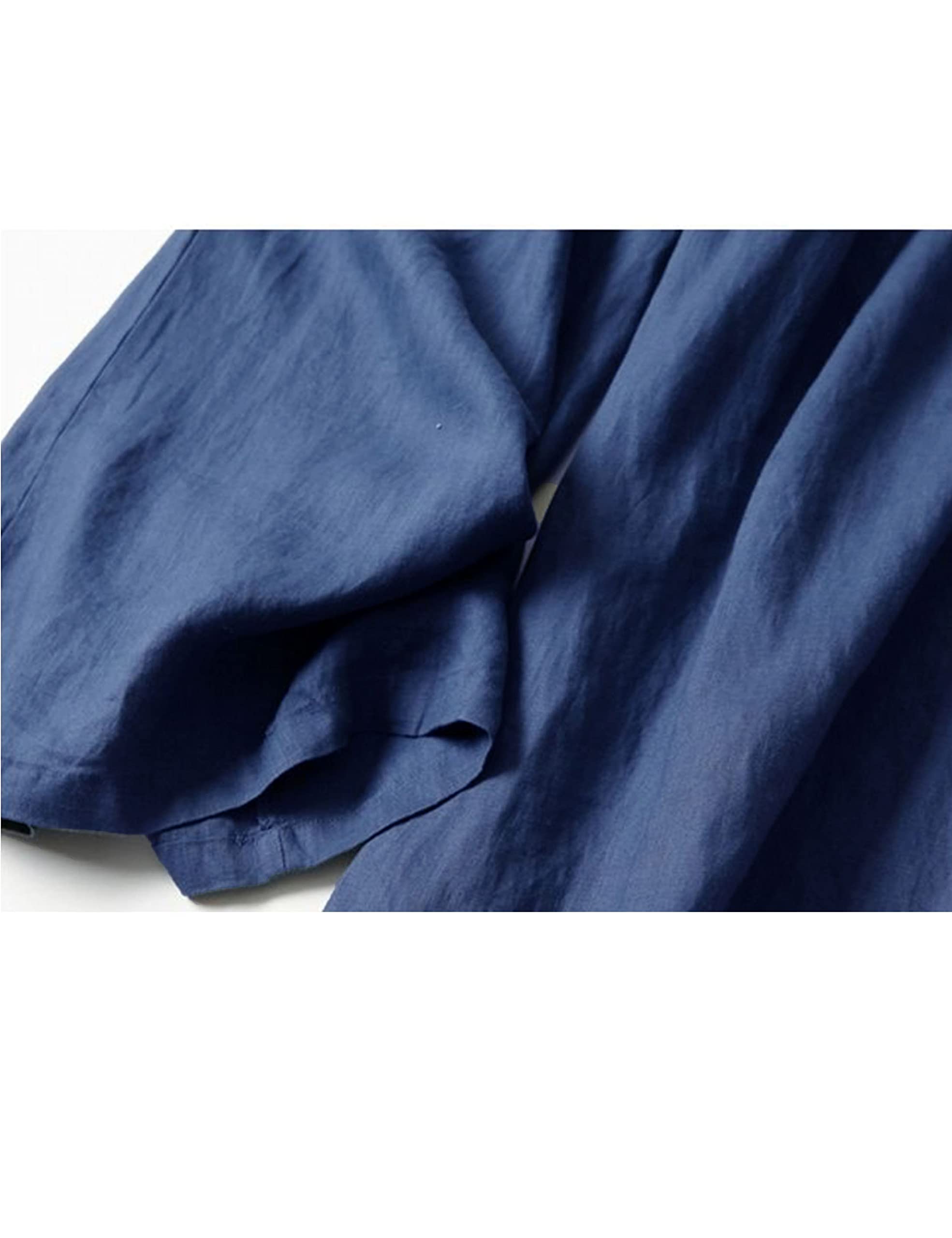HangNiFang Women's Cotton Linen Wide Leg Pants - Elastic High Waist Summer Work Trousers for Office, Travel & Casual Wear