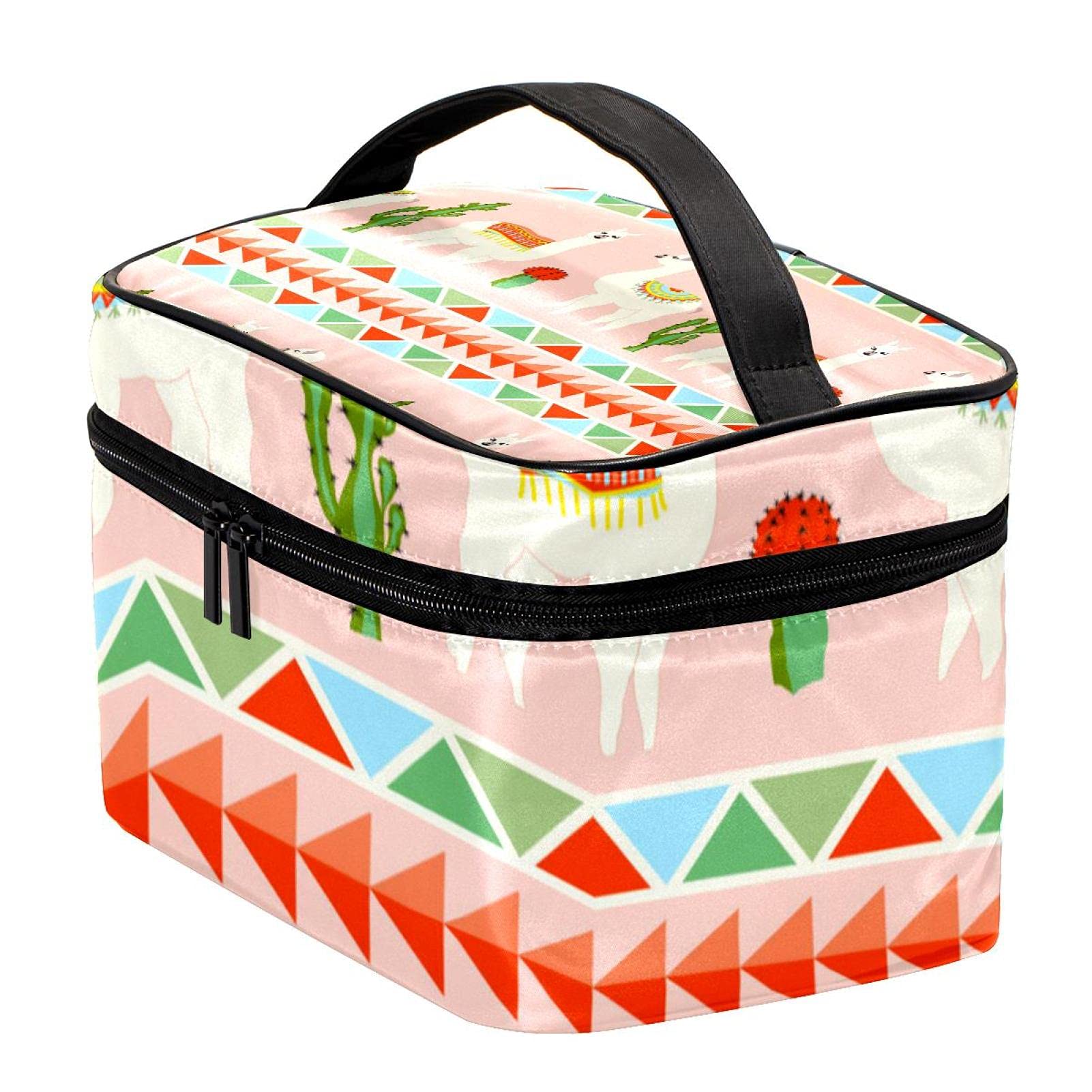 Stylish Tribal Llama Cactus Travel Makeup Bag - Large Cosmetic Organizer with Zipper for Women & Girls | Perfect for Vacation, Gym & Daily Essentials Storage