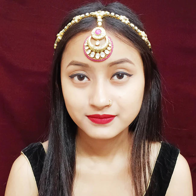 Royal Kundan Sheesh Phool Matha Patti - Designer Gold Plated Bridal Hair Jewelry for Weddings & Indian Festivals (D20)