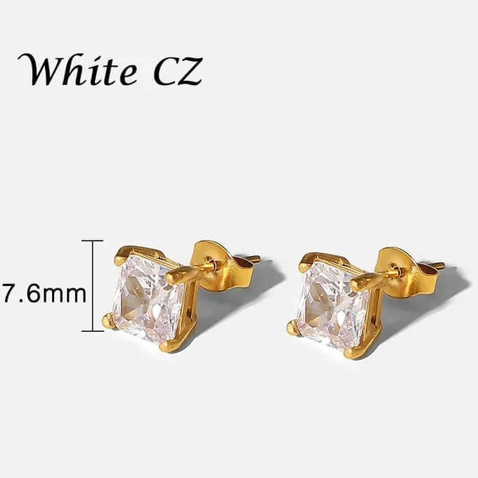 18K Gold Plated Cubic Zirconia Stud Earrings - Elegant Tiny CZ Earrings for Women | Perfect for Everyday Wear, Parties & Gifting (JDE758)
