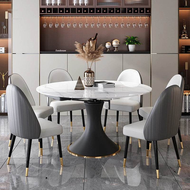 Premium Mira Sintered Stone Extendable Dining Table - Modern Expandable Kitchen Table for 6-10 People - Perfect for Family Gatherings & Dinner Parties