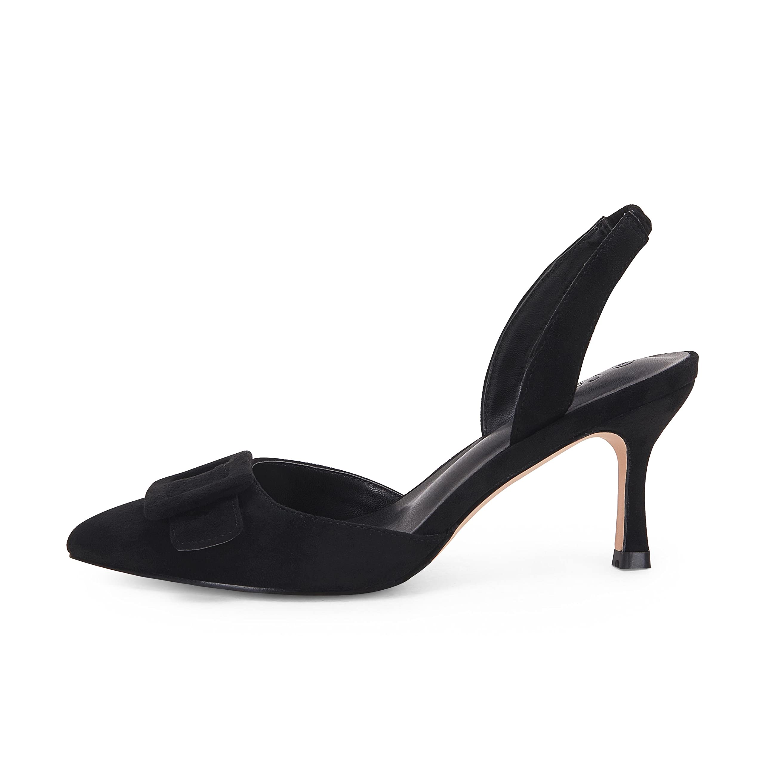 Coutgo Women's Slingback Heels - Kitten Heel Pumps Dress Shoes with Closed Pointed Toe in Suede | Perfect for Wedding, Party & Formal Occasions