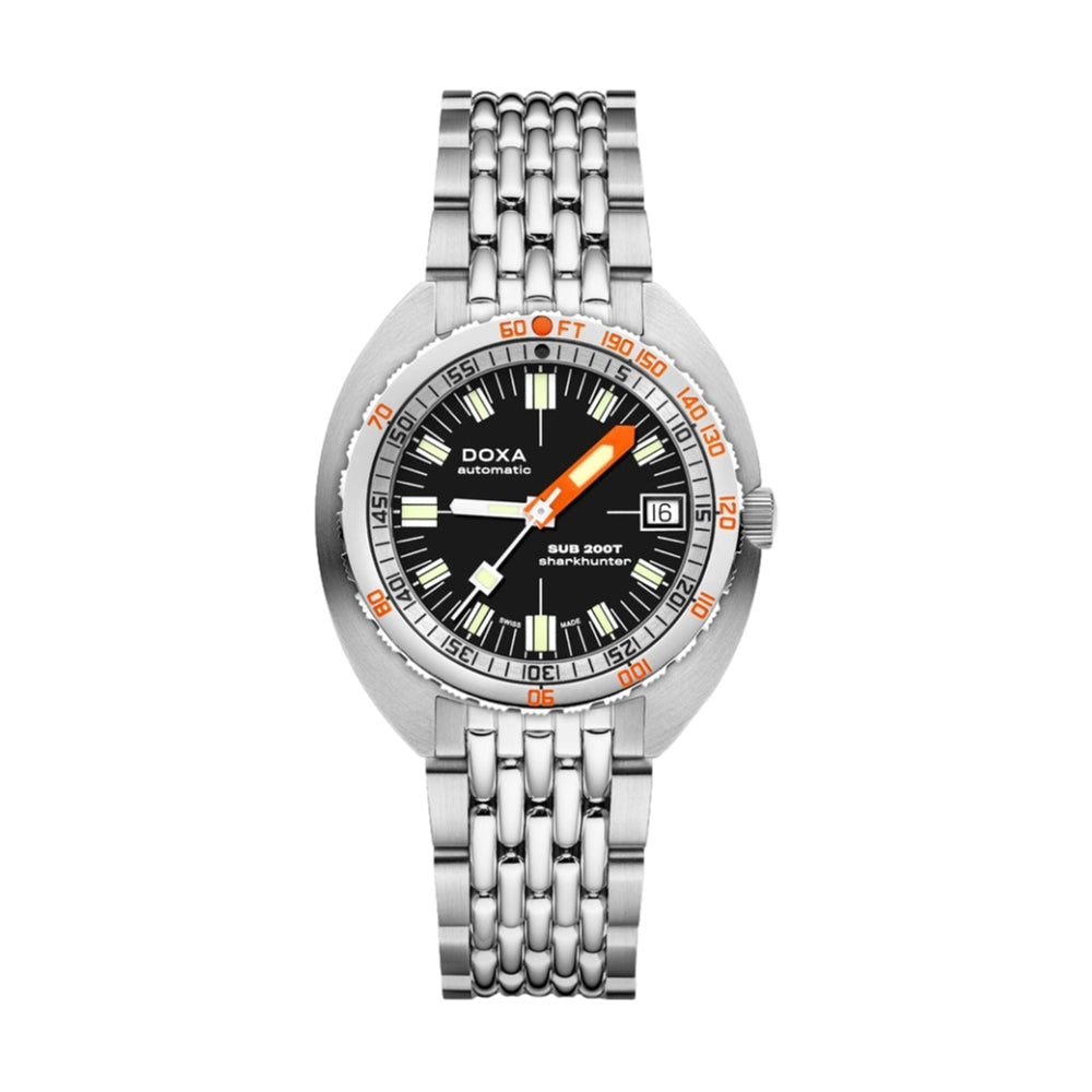 SUB 200T Sharkhunter 39mm Black Stainless Steel Dive Watch with Bracelet - Perfect for Scuba Diving, Water Sports & Everyday Wear