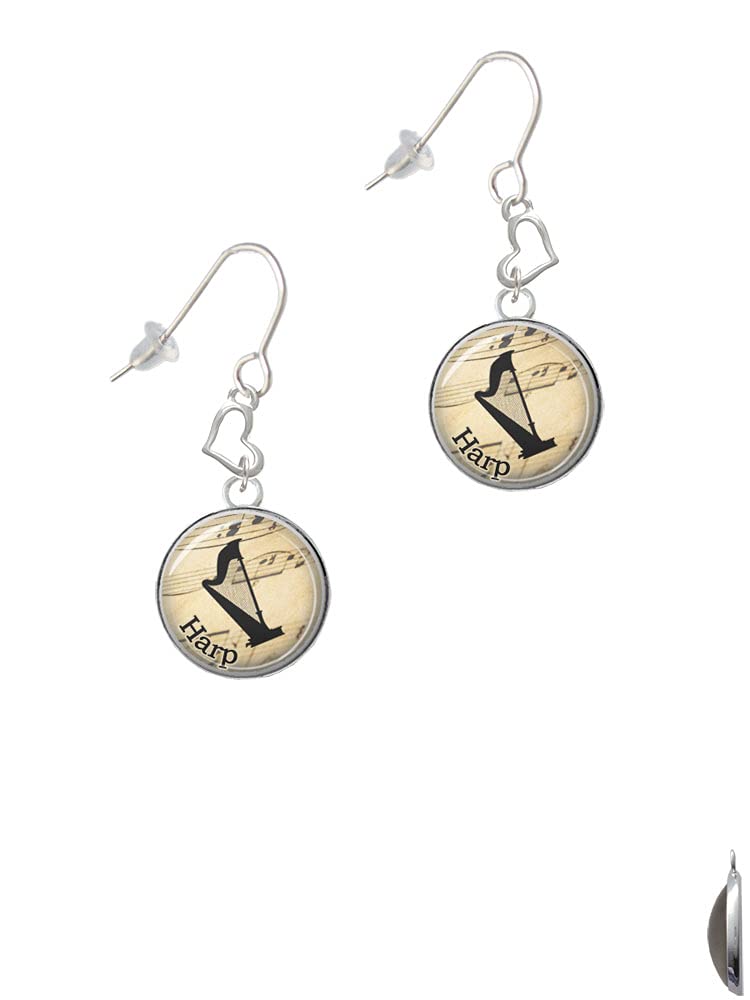 Silver Heart French Earrings for Women - Music Lover Gift