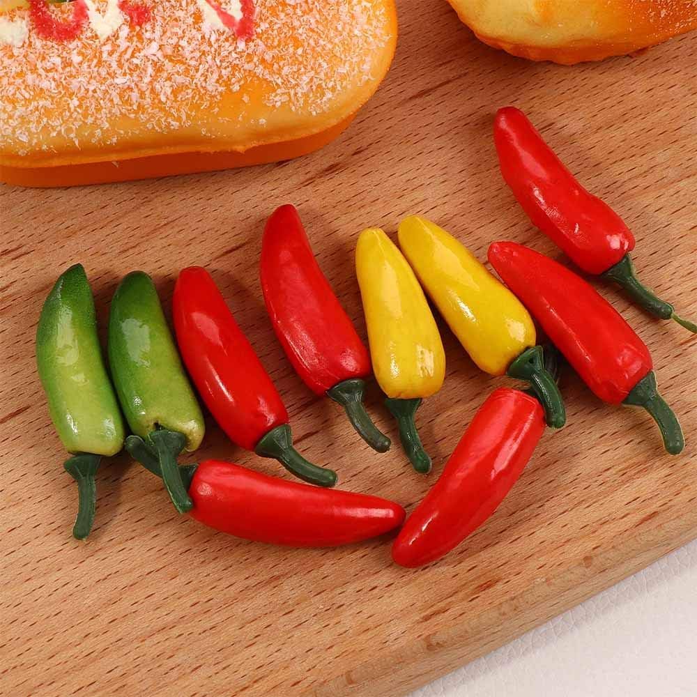 10Pcs Realistic Red Artificial Chili Peppers - Fake Plastic Vegetables for Home Kitchen Decor, Party Display, and DIY Crafts - Perfect for Table Centerpieces, Restaurant Decor, and Themed Events