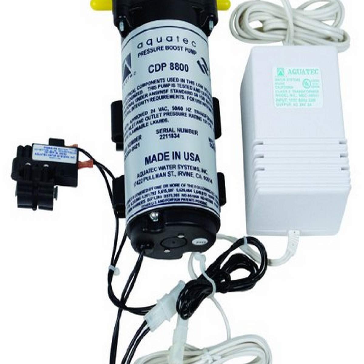 Hydro-Logic Stealth RO100/200 Pressure Booster Pump with Transformer & Pressure Switch - Black & White - Ideal for Reverse Osmosis Water Filtration Systems in Homes & Commercial Applications
