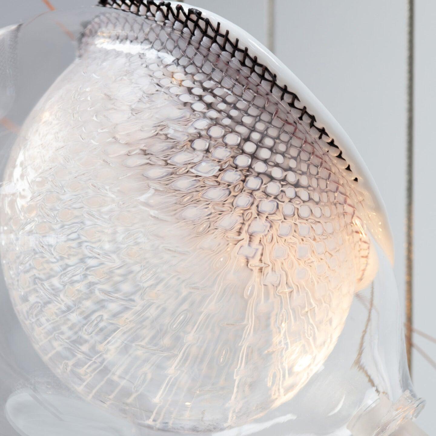 Modern Mesh Glass Pendant Light Fixture - Elegant Hanging Chandelier for Kitchen Island, Dining Room & Bedroom Decor