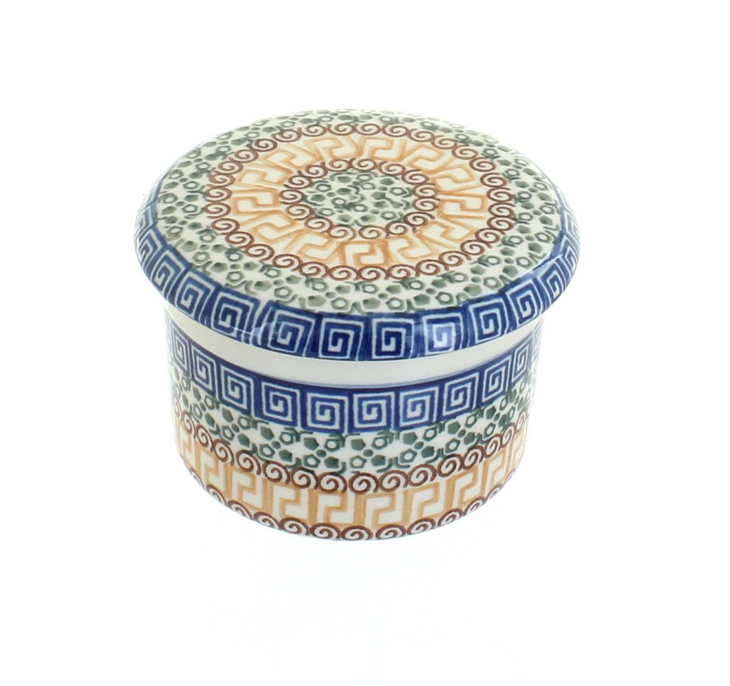 Blue Rose Polish Pottery Athena French Butter Dish - Elegant Ceramic Butter Keeper with Lid for Dining Table, Kitchen Decor & Gift Idea