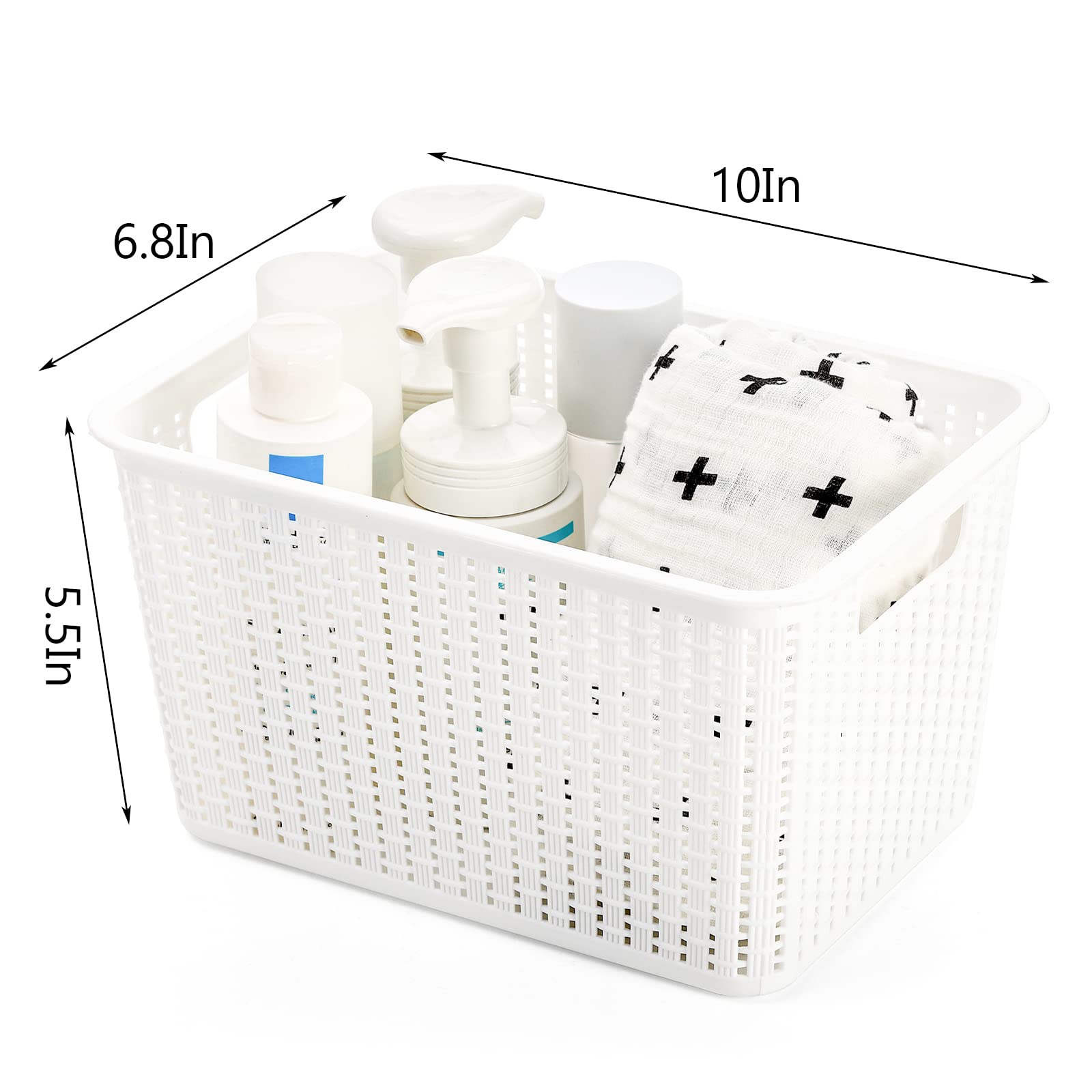 WUWEOT 9 Pack Plastic Storage Baskets with Handles - 10