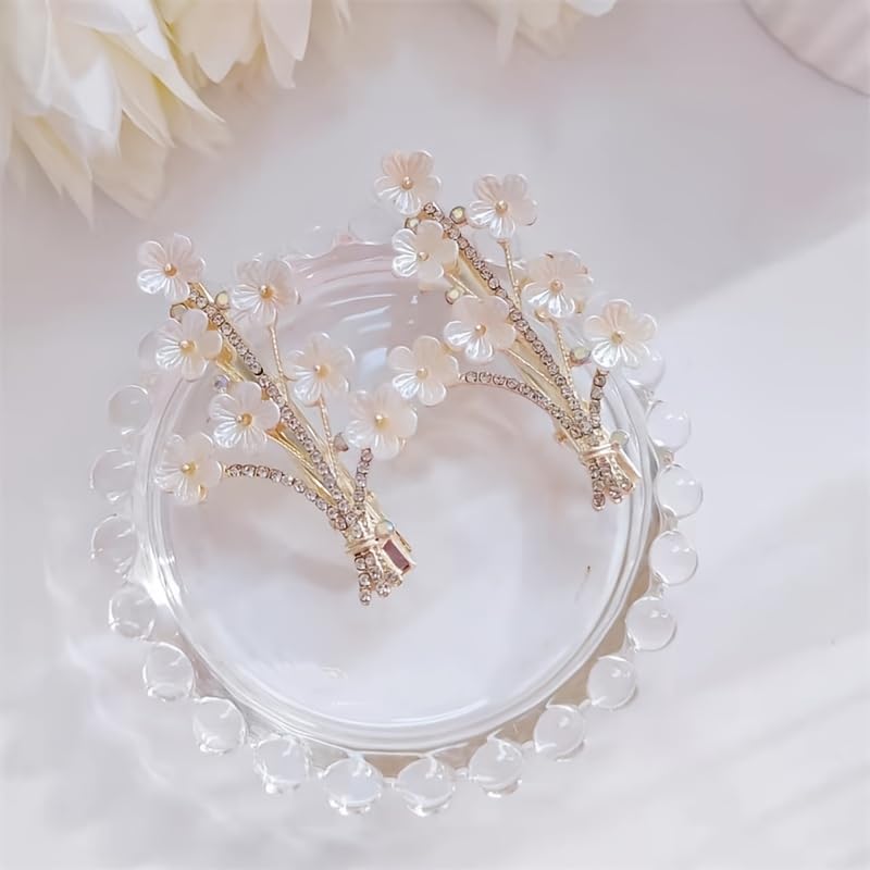 DENICRAAS Pearl Hair Claw Clips - Strong Hold Non-Slip Hair Clips for Women, Champagne Gold Hair Accessories for Thick or Thin Hair (2 Pack) - Perfect for Daily Use, Birthday Gifts & Special Occasions
