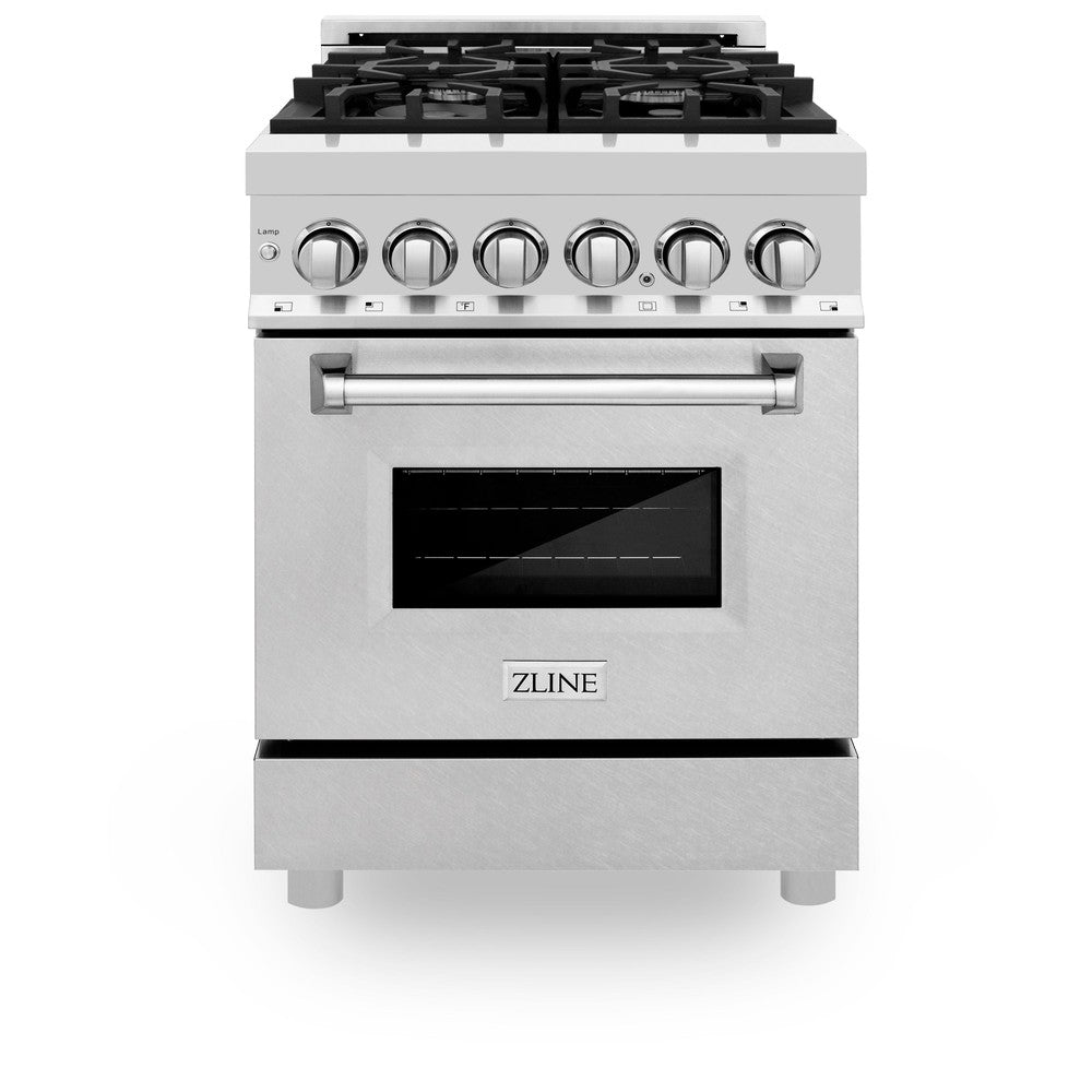 ZLINE 24-inch 2.8 cu. ft. Dual Fuel Range with 4-Burner Gas Cooktop & Electric Convection Oven - Stainless Steel with Satin Finish - Perfect for Home Kitchens & Professional Cooking (RA SN 24)