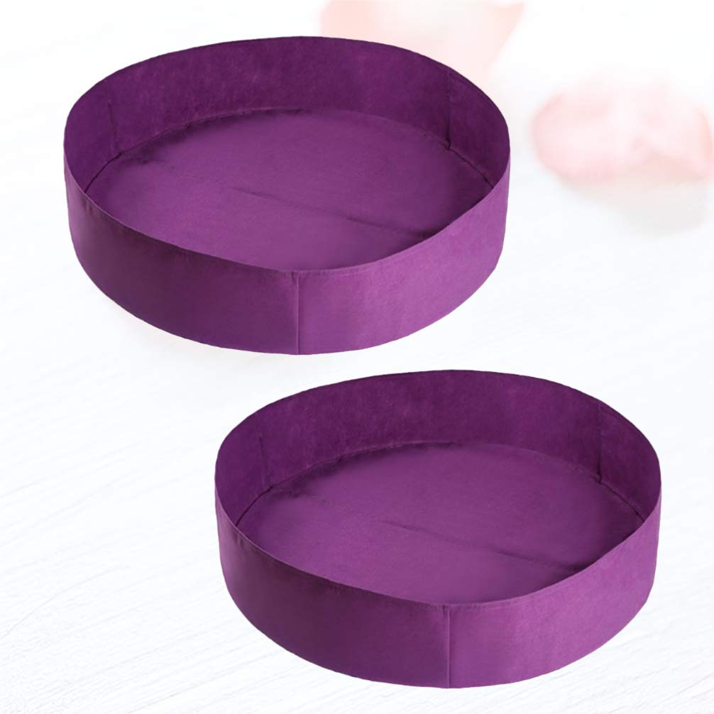 VILLCASE 2 Pack Fabric Raised Garden Bed Planters - Round Aeration Grow Bags for Vegetables, Herbs & Flowers | Durable Purple Plant Containers with Tray | Ideal for Indoor/Outdoor Gardening, Patio Decor & Urban Farming