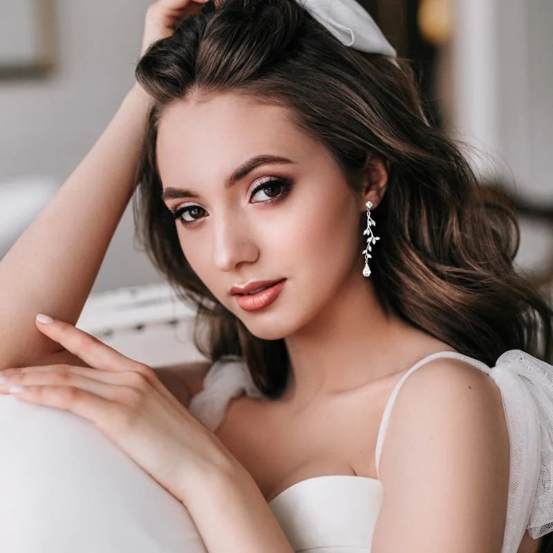 Elegant Gold Crystal Vine Chandelier Earrings for Wedding & Evening Events | 7718 | Perfect for Bridal, Prom & Formal Occasions