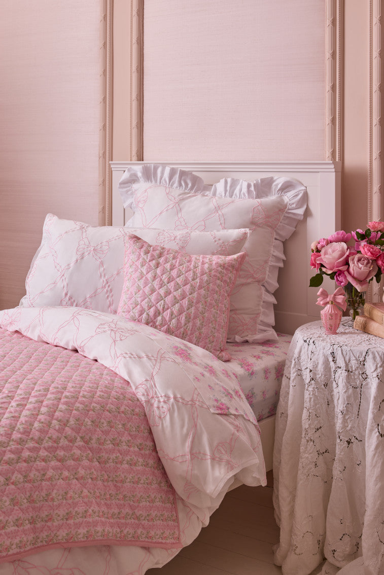Floral Quilted Pillow - Soft Decorative Throw Pillow Cover for Couch, Bed, Sofa - Home Decor Accent for Living Room, Bedroom