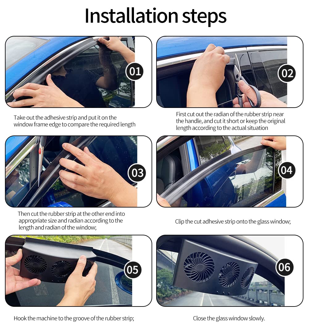 2W USB Car Cooling Fan - Energy Saving 3-Hole Radiator Fan for Auto Ventilation | Front/Rear Window & Exhaust Air Purifier (Black) | Perfect for Summer Road Trips & Parking Ventilation