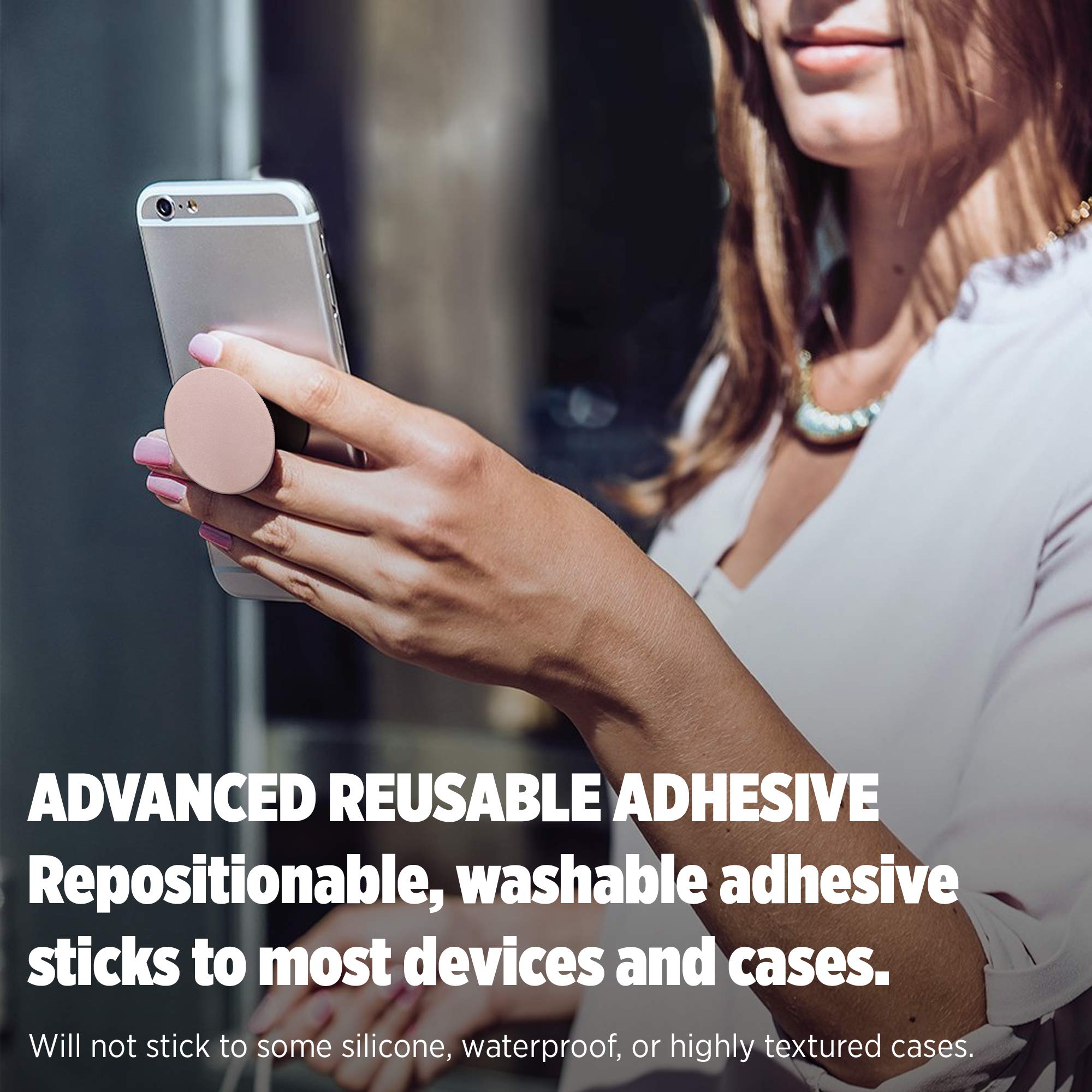 PopSockets Collapsible Phone Grip & Stand - Aluminum Rose Gold for iPhone, Samsung, Tablets | Perfect for Selfies, Videos, and Hands-Free Viewing